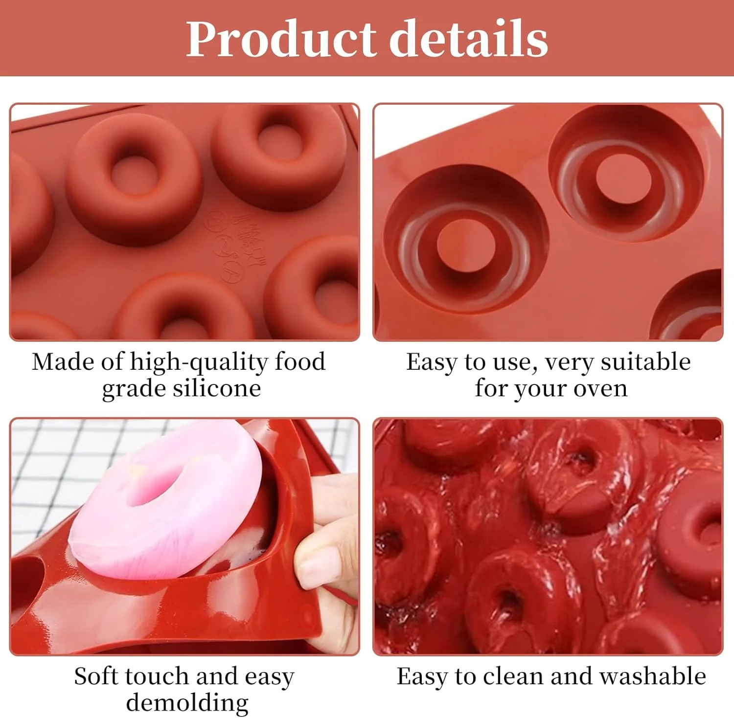 قالب دونات سیلیکونی 18 حفره ای، قالب های پخت مینی دونات، سینی پخت برای مافین ژله کلوچه حلقه های آب نبات 29.1x16.9 سانتی متر قالب دونات سیلیکونی 18 حفره ای، قالب های پخت مینی دونات، سینی پخت برای مافین ژله کلوچه حلقه های آب نبات 29.1x16.9 سانتی متر