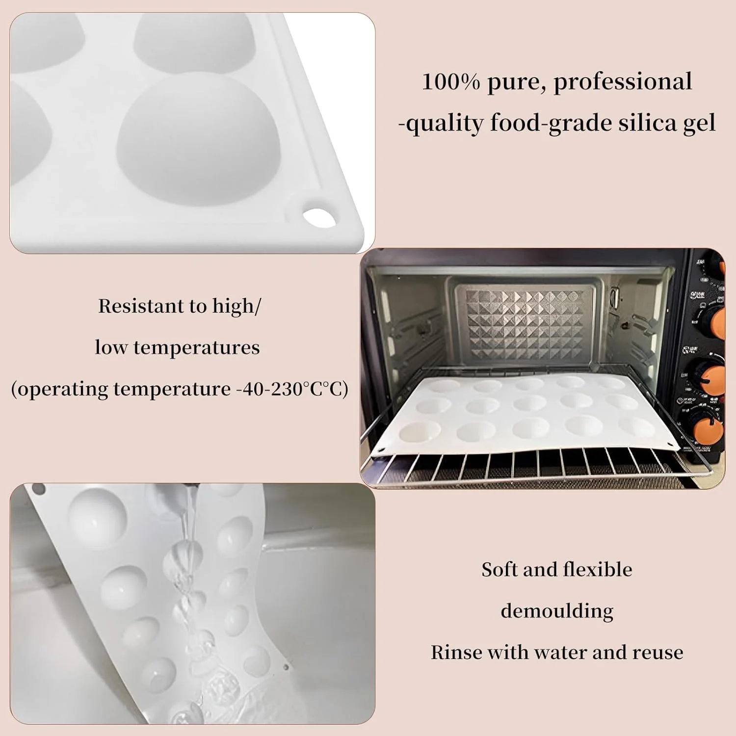 قالب شکلات سیلیکونی سه بعدی توپی شکل، 15 حفره، قالب پخت برای کیک موس، قالب فوندانت برای پخت کیک، قالب دسر فرانسوی برای شیرینی شکلاتی، صابون و بستنی قالب شکلات سیلیکونی سه بعدی توپی شکل، 15 حفره، قالب پخت برای کیک موس، قالب فوندانت برای پخت کیک، قالب دسر فرانسوی برای شیرینی شکلاتی، صابون و بستنی