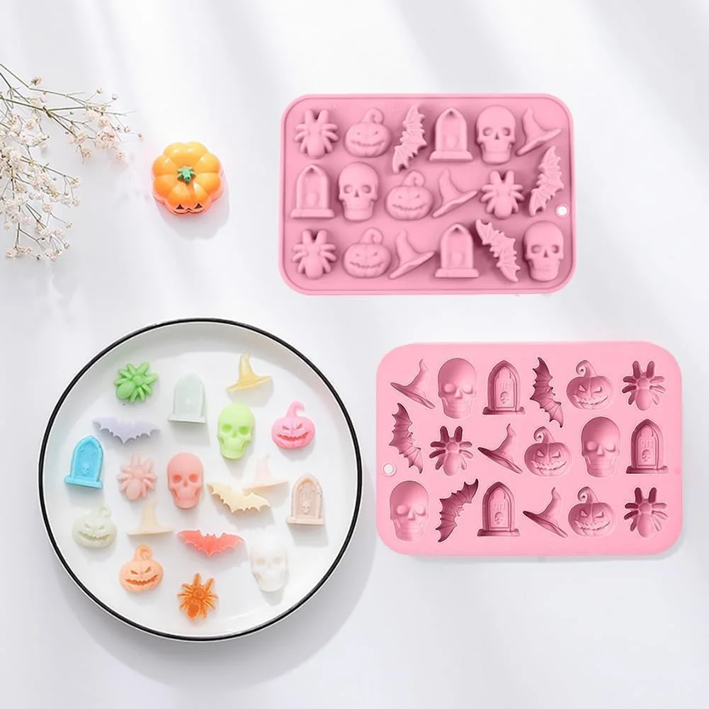 قالب شکلات هالووین ChicAbode، بسته 2 عددی، قالب های آب نبات سیلیکونی سه بعدی، قالب پخت هالووین، جمجمه کدو تنبل عنکبوت خفاش کلاه جادوگر، برای آب نبات، کلوچه، یخ، شکر، تزئین کیک قالب شکلات هالووین ChicAbode، بسته 2 عددی، قالب های آب نبات سیلیکونی سه بعدی، قالب پخت هالووین، جمجمه کدو تنبل عنکبوت خفاش کلاه جادوگر، برای آب نبات، کلوچه، یخ، شکر، تزئین کیک
