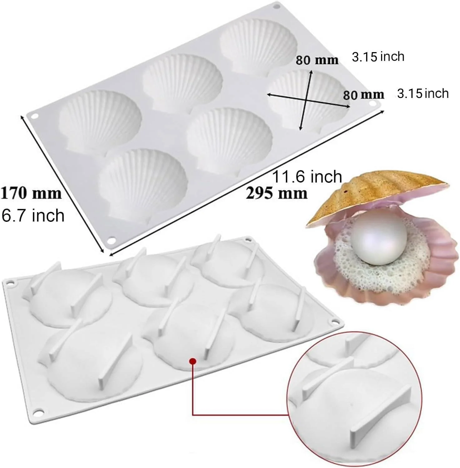 قالب سیلیکونی 6 حفره ای طرح صدف ChicAbode، قالب های پخت صدف دریایی، قالب های فوندانت کیک شکلاتی با تم دریایی، پروژه های ساخت رزین اقیانوسی سه بعدی، برای تزئین کاپ کیک های شیرینی آب نبات قالب سیلیکونی 6 حفره ای طرح صدف ChicAbode، قالب های پخت صدف دریایی، قالب های فوندانت کیک شکلاتی با تم دریایی، پروژه های ساخت رزین اقیانوسی سه بعدی، برای تزئین کاپ کیک های شیرینی آب نبات