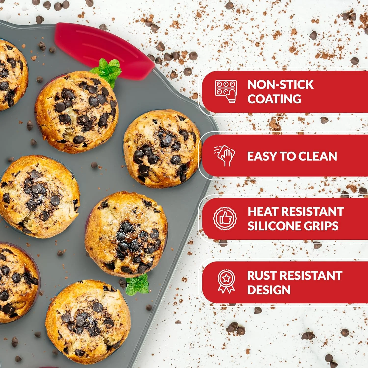 قالب مافین 12 تایی Boxiki Kitchen با لاینرهای سیلیکونی مافین. قالب کیک حرفه ای برای پخت قالب مافین، قالب مافین کوچک نچسب فولادی قالب مافین 12 تایی Boxiki Kitchen با لاینرهای سیلیکونی مافین. قالب کیک حرفه ای برای پخت قالب مافین، قالب مافین کوچک نچسب فولادی