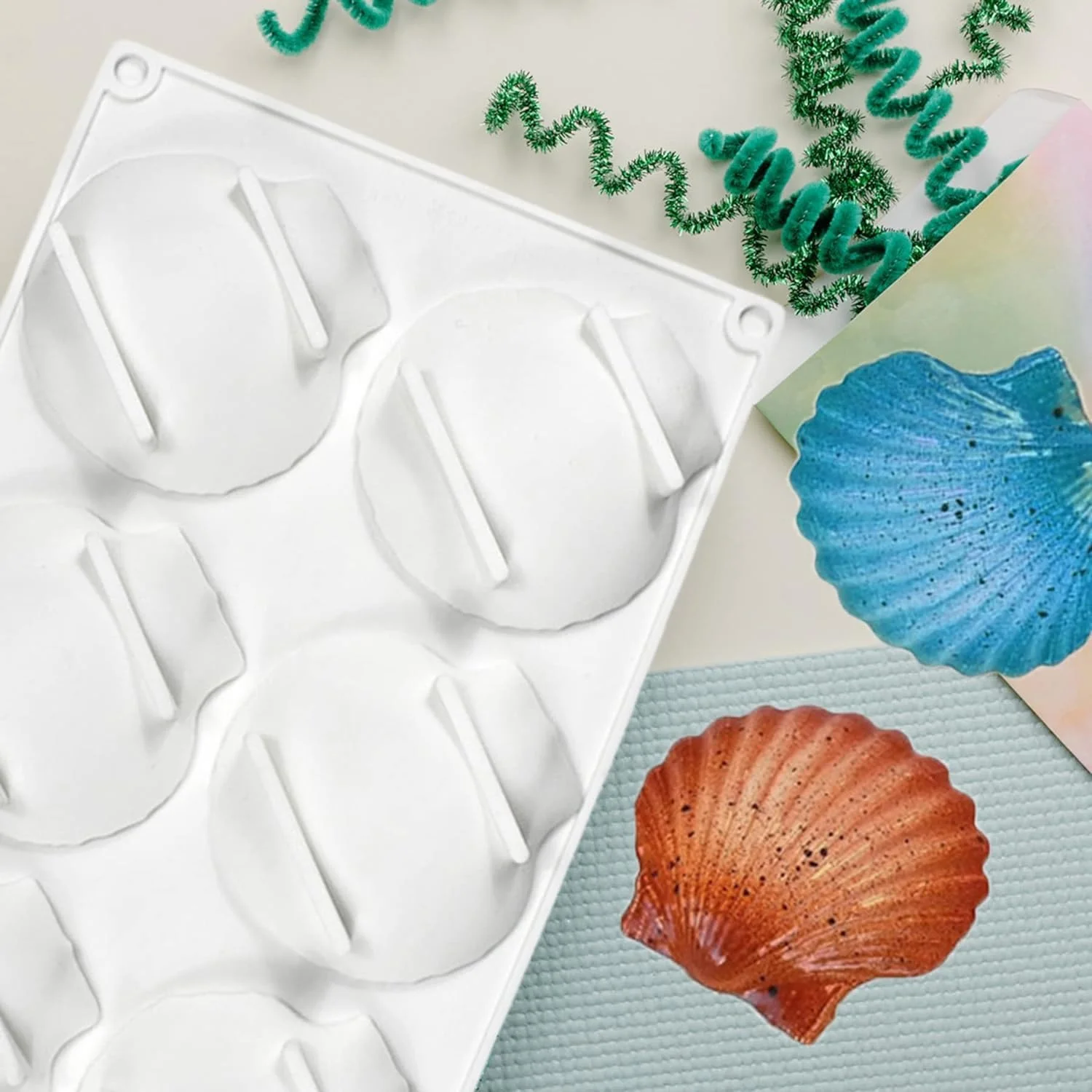 قالب سیلیکونی 6 حفره ای طرح صدف ChicAbode، قالب های پخت صدف دریایی، قالب های فوندانت کیک شکلاتی با تم دریایی، پروژه های ساخت رزین اقیانوسی سه بعدی، برای تزئین کاپ کیک های شیرینی آب نبات قالب سیلیکونی 6 حفره ای طرح صدف ChicAbode، قالب های پخت صدف دریایی، قالب های فوندانت کیک شکلاتی با تم دریایی، پروژه های ساخت رزین اقیانوسی سه بعدی، برای تزئین کاپ کیک های شیرینی آب نبات