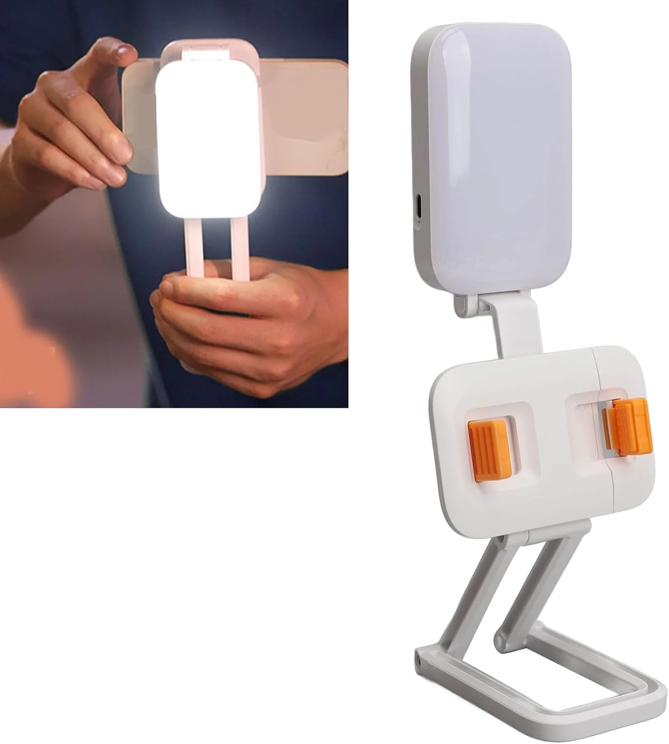 نور سلفی قابل حمل تزویق، چراغ دستی گیره زیبایی، 3 حالت نور و حالت های RGB چراغ قابل شارژ نگهدارنده تاشو تلفن برای سلفی، ولاگ، تیک تاک، ویدیو (سفید) نور سلفی قابل حمل تزویق، چراغ دستی گیره زیبایی، 3 حالت نور و حالت های RGB چراغ قابل شارژ نگهدارنده تاشو تلفن برای سلفی، ولاگ، تیک تاک، ویدیو (سفید)