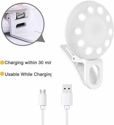 حلقه نور کوچک تزویق، حلقه نور گیره ای کوچک، نور LED قابل حمل برای تلفن های همراه، نور سلفی با روشنایی قابل تنظیم (سفید) حلقه نور کوچک تزویق، حلقه نور گیره ای کوچک، نور LED قابل حمل برای تلفن های همراه، نور سلفی با روشنایی قابل تنظیم (سفید)