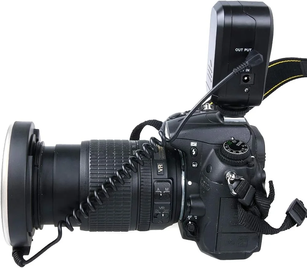 CHENCHUAN قطعه یدکی دوربین دیجیتال فلاش LED دایره ای با 48 چراغ LED و 6 حلقه آداپتور (49mm/52mm/55mm/58mm/62mm/67mm) برای لنز ماکرو (نارنجی) (رنگ: سفید)