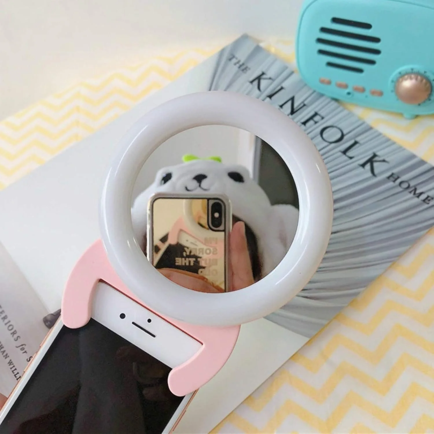 نور پر کننده تلفن همراه CHENCHUAN، نور زنده سلفی، نور لنگر قابل حمل دستی (صورتی) پخش زنده عکاسی (رنگ: صورتی)