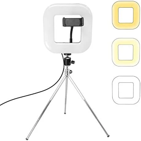 چراغ مربع LED دیمر شونده CHENCHUAN XWJ-D21C با سه پایه، نور پرکننده لایو نت رد، نگهدارنده تلفن، پخش زنده، عکاسی