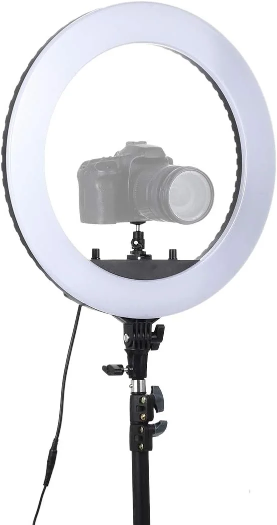 نور حلقه ای LED دو سرعته و دیمر دار 18 اینچی 55 واتی CHENCHUAN با سه پایه، مناسب عکاسی سلفی، نورپردازی لایو و پخش زنده