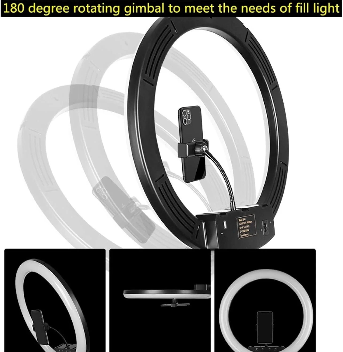 CHENCHUAN نور حلقه ای LED قابل تنظیم دمای رنگ 18 اینچ + 6 گیره تلفن همراه با پایه سه پایه 2.1 متری، دوشاخه CN، مناسب برای پخش زنده و عکاسی CHENCHUAN نور حلقه ای LED قابل تنظیم دمای رنگ 18 اینچ + 6 گیره تلفن همراه با پایه سه پایه 2.1 متری، دوشاخه CN، مناسب برای پخش زنده و عکاسی