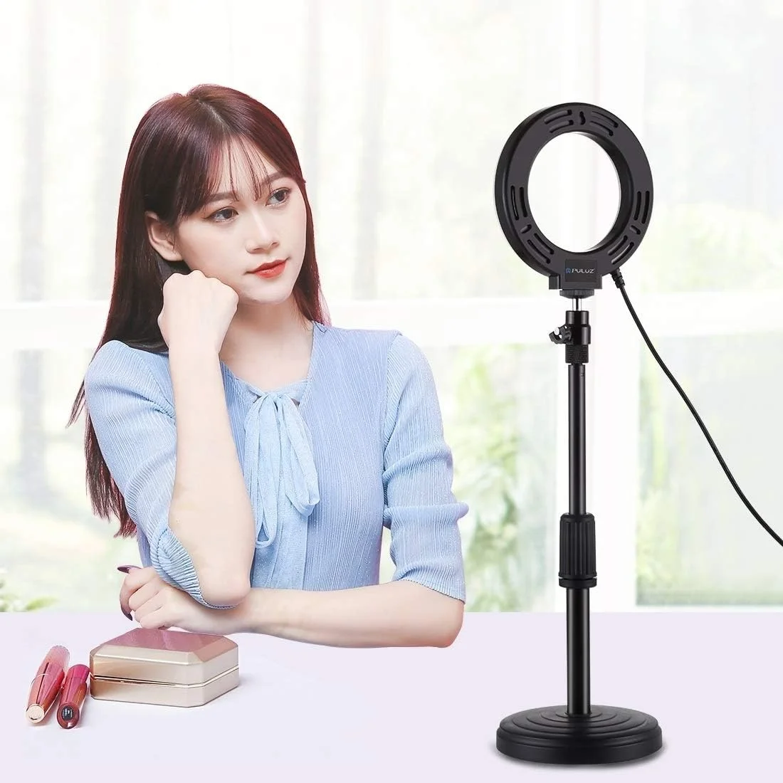 CHENCHUAN قطعه یدکی دوربین دیجیتال پایه گرد رومیزی + نور ویدئویی حلقه ای LED با قابلیت تنظیم نور USB با 3 حالت 12 سانتی متری 4.7 اینچی، ارتفاع قابل تنظیم: 18 سانتی متر - 28 سانتی متر CHENCHUAN قطعه یدکی دوربین دیجیتال پایه گرد رومیزی + نور ویدئویی حلقه ای LED با قابلیت تنظیم نور USB با 3 حالت 12 سانتی متری 4.7 اینچی، ارتفاع قابل تنظیم: 18 سانتی متر - 28 سانتی متر