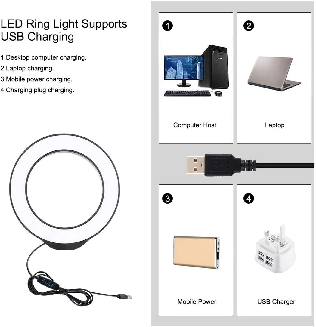 لوازم جانبی قطعات یدکی دوربین دیجیتال CHENCHUAN، نورهای ویدیویی عکاسی حلقه ای LED کم نور 3 حالته USB 4.7 اینچی 12 سانتی متری + کیت پایه سه پایه جیبی با هد توپی سه پایه کفش سرد (مشکی) لوازم جانبی قطعات یدکی دوربین دیجیتال CHENCHUAN، نورهای ویدیویی عکاسی حلقه ای LED کم نور 3 حالته USB 4.7 اینچی 12 سانتی متری + کیت پایه سه پایه جیبی با هد توپی سه پایه کفش سرد (مشکی)