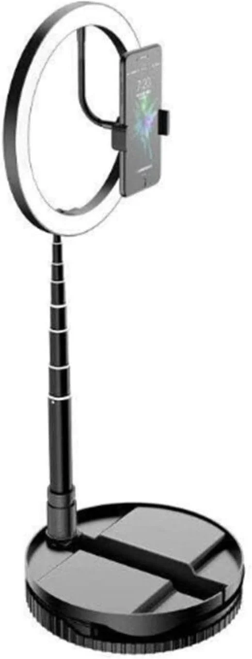 نور پرکننده حرفه ای استودیویی تاشو قابل حمل CHENCHUAN با پایه نگهدارنده موبایل و چراغ حلقه ای LED (مشکی) مناسب برای پخش زنده و عکاسی (رنگ: مشکی)