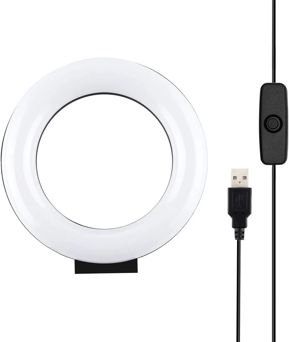 نور حلقه ای LED با سطح منحنی 12 سانتی متری CHENCHUAN، نور سفید USB 4.7 اینچی برای ولاگ، عکاسی و فیلمبرداری (مشکی) پخش زنده عکاسی (رنگ: مشکی)