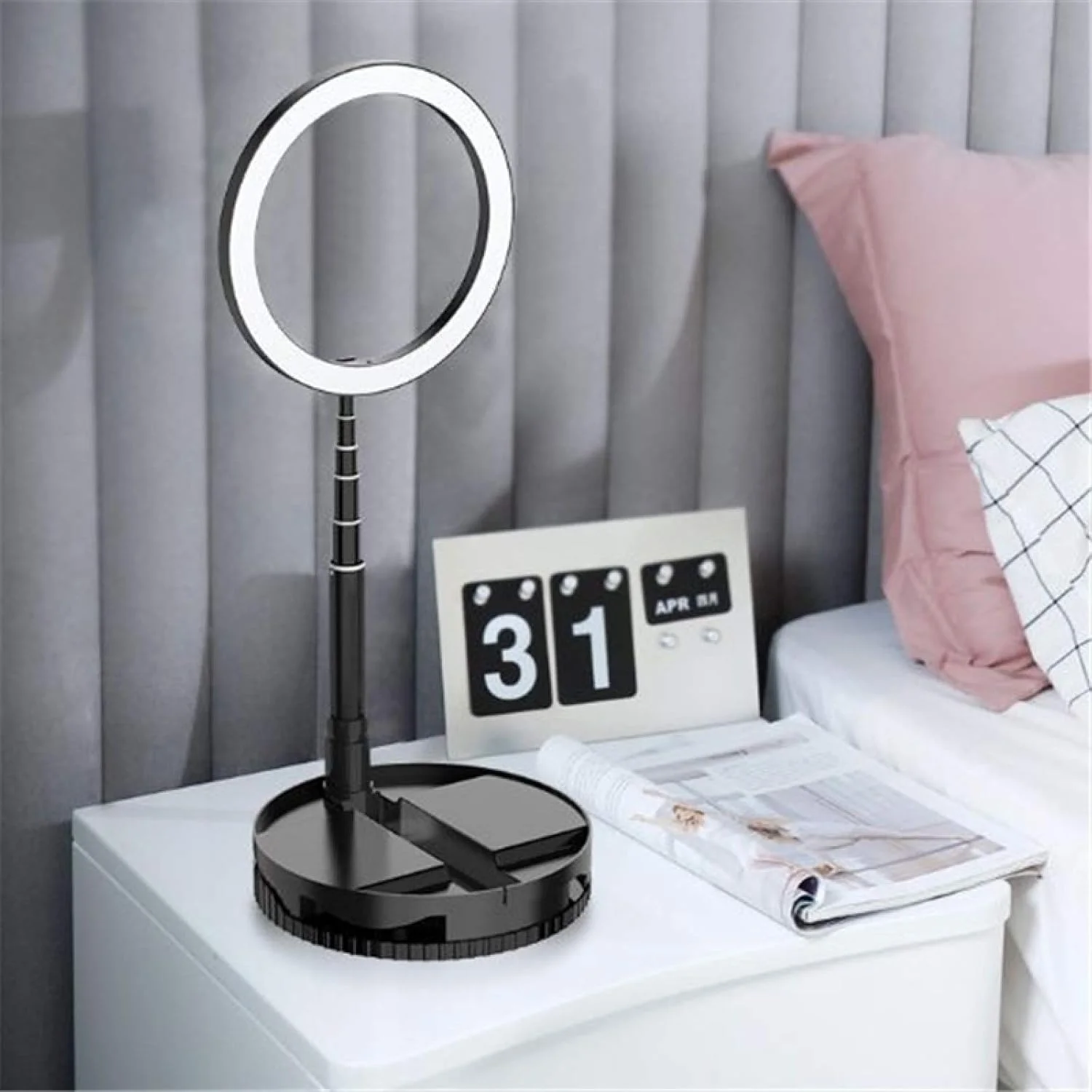 نور پرکننده حرفه ای استودیویی تاشو قابل حمل CHENCHUAN با پایه نگهدارنده موبایل و چراغ حلقه ای LED (مشکی) مناسب برای پخش زنده و عکاسی (رنگ: مشکی) نور پرکننده حرفه ای استودیویی تاشو قابل حمل CHENCHUAN با پایه نگهدارنده موبایل و چراغ حلقه ای LED (مشکی) مناسب برای پخش زنده و عکاسی (رنگ: مشکی)