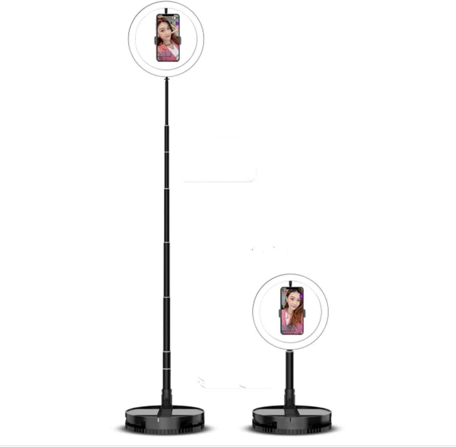 نور پرکننده حرفه ای استودیویی تاشو قابل حمل CHENCHUAN با پایه نگهدارنده موبایل و چراغ حلقه ای LED (مشکی) مناسب برای پخش زنده و عکاسی (رنگ: مشکی) نور پرکننده حرفه ای استودیویی تاشو قابل حمل CHENCHUAN با پایه نگهدارنده موبایل و چراغ حلقه ای LED (مشکی) مناسب برای پخش زنده و عکاسی (رنگ: مشکی)
