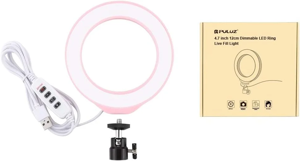 لوازم جانبی قطعات یدکی دوربین دیجیتال CHENCHUAN، نورهای ویدیویی عکاسی با حلقه LED کم نور 4.7 اینچی 12 سانتی متری USB 3 حالته با سر توپی سه پایه کفش سرد (مشکی) (رنگ: صورتی) لوازم جانبی قطعات یدکی دوربین دیجیتال CHENCHUAN، نورهای ویدیویی عکاسی با حلقه LED کم نور 4.7 اینچی 12 سانتی متری USB 3 حالته با سر توپی سه پایه کفش سرد (مشکی) (رنگ: صورتی)