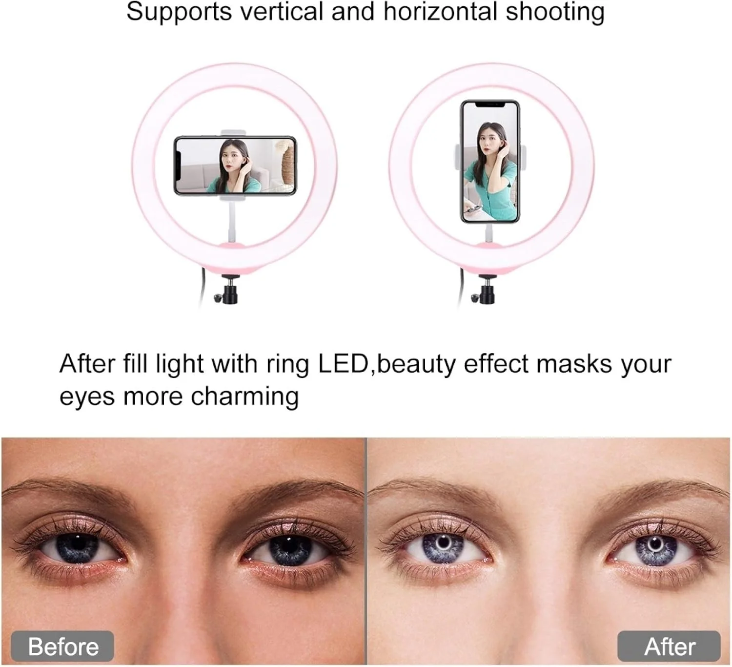 CHENCHUAN چراغ حلقه ای LED 10.2 اینچی 26 سانتی متری USB با 10 حالت و 8 رنگ RGBW قابل تنظیم نور، به همراه سه پایه کفش سرد، هد توپی و گیره تلفن برای پخش زنده عکاسی (رنگ: صورتی) CHENCHUAN چراغ حلقه ای LED 10.2 اینچی 26 سانتی متری USB با 10 حالت و 8 رنگ RGBW قابل تنظیم نور، به همراه سه پایه کفش سرد، هد توپی و گیره تلفن برای پخش زنده عکاسی (رنگ: صورتی)