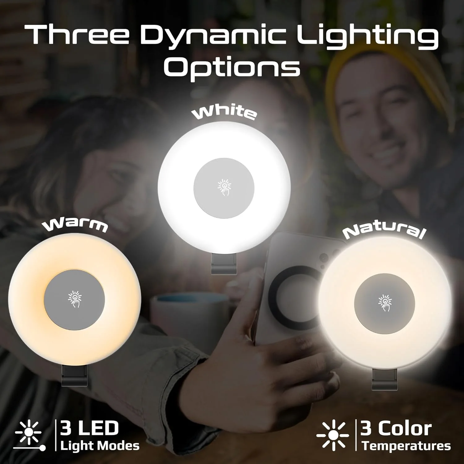 نور سلفی LED مغناطیسی پرومیت مدل Luminous با طراحی حلقه ای فوق العاده باریک و سبک، سازگاری با MagSafe، قابلیت چرخش 180 درجه، 3 حالت نورپردازی و نور، MagHalo