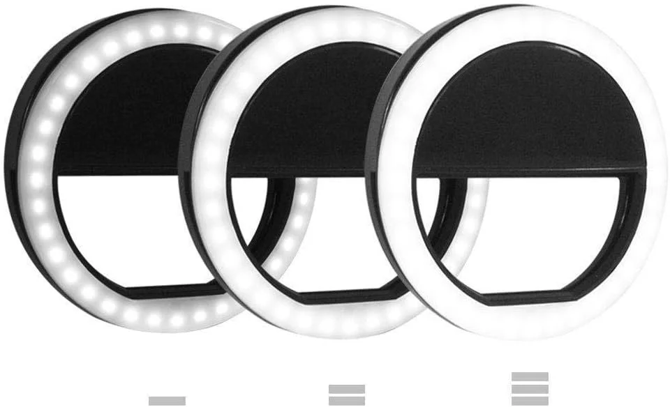 رینگ لایت دوربین [باتری قابل شارژ] چراغ LED سلفی دوربین [36 LED] برای آیفون آیپد سامسونگ گلکسی، مشکی
