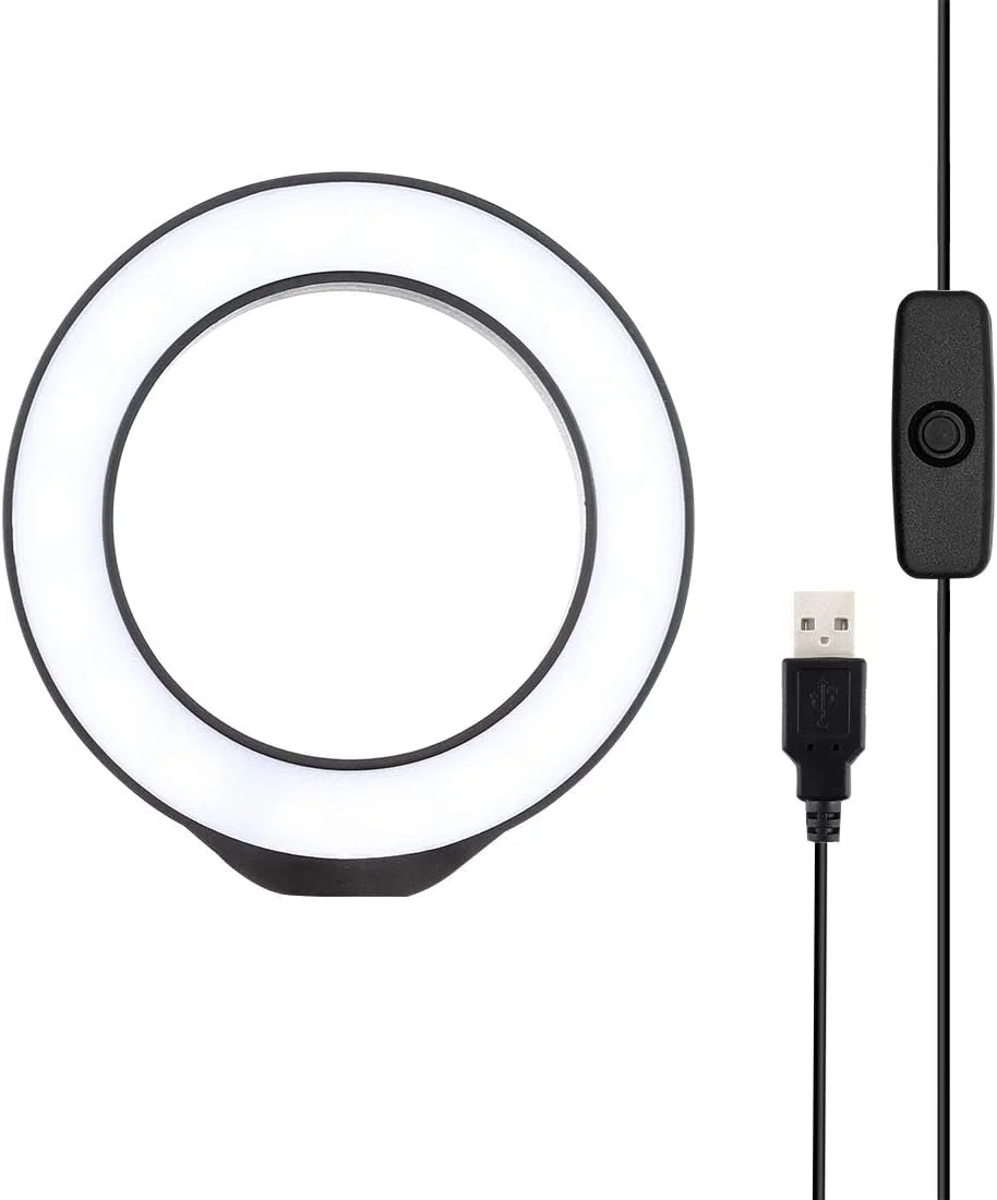نور حلقه ای LED سفید CHENCHUAN با قطر 12 سانتی متر (4.7 اینچ) با پورت USB برای ولاگ، عکاسی، فیلمبرداری، پخش زنده (رنگ: مشکی)