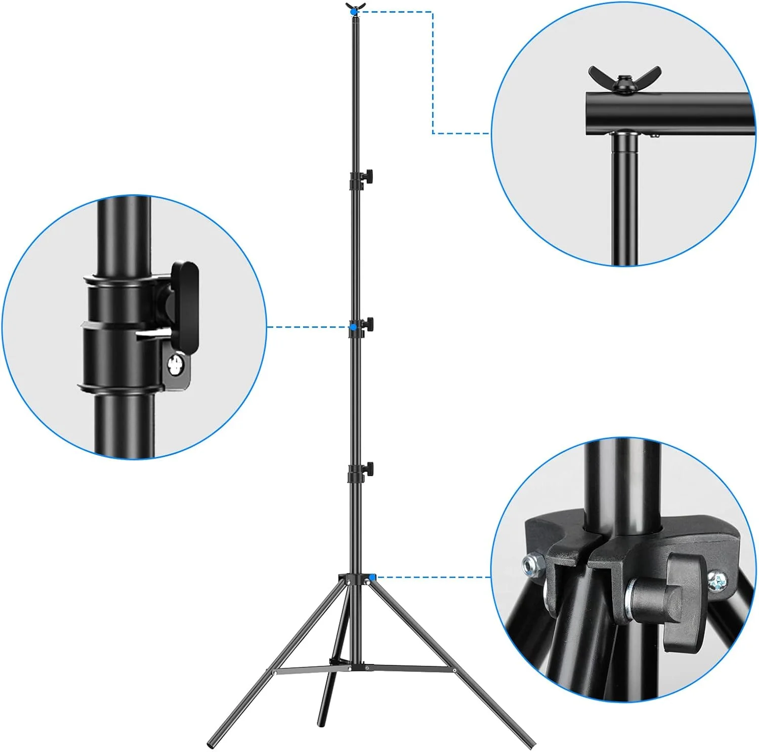 پایه نور قابل تنظیم EMART 2.6 متری، سه پایه نورپردازی عکاسی با پیچ 1/4 اینچی، سه پایه آلومینیومی برای نورپردازی عکس/فلاش استودیو/دوربین ها/رینگ لایت/چترها/سافت باکس