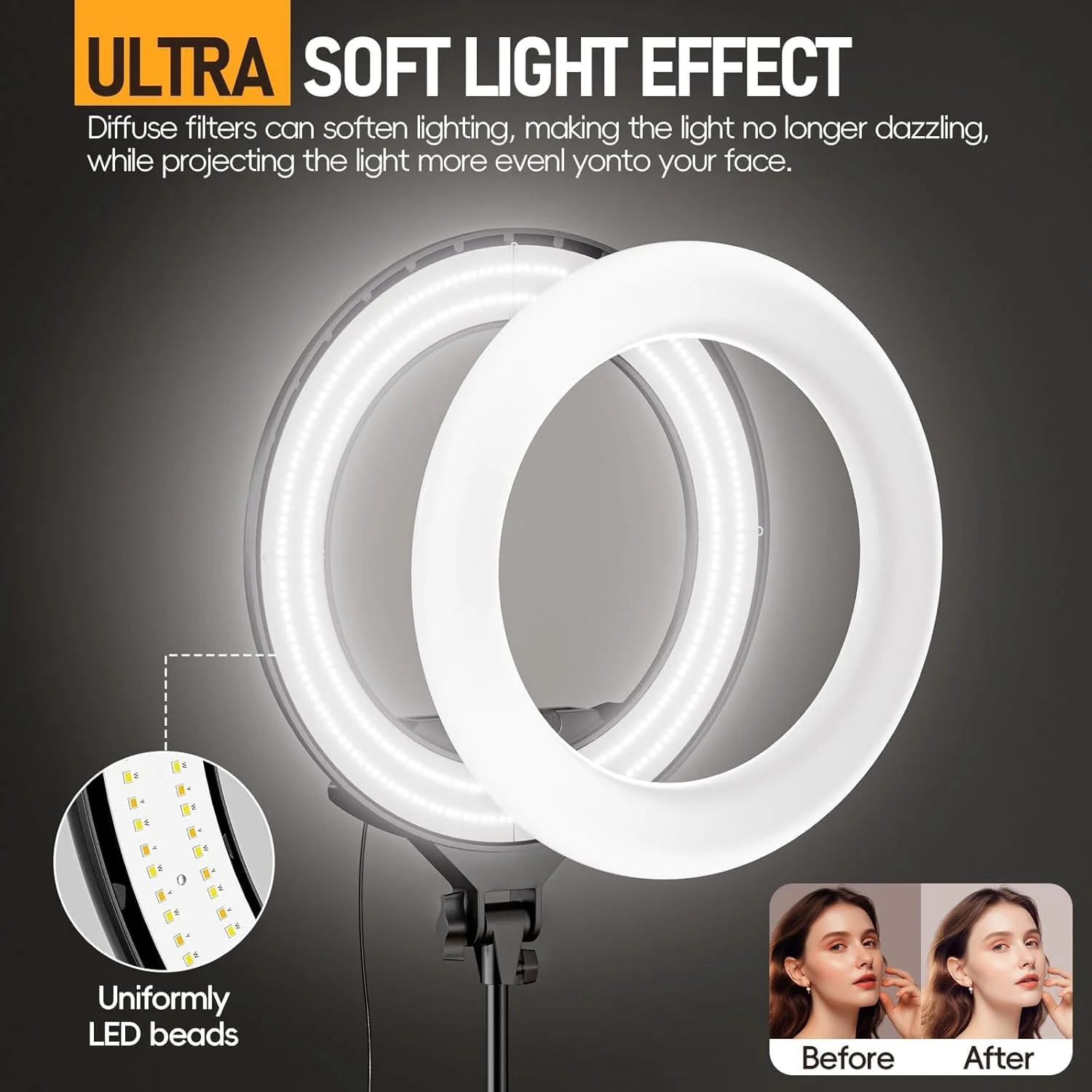 نور حلقه ای 18 اینچی EMART با پایه، کیت نورپردازی LED عکاسی 2800-6500K با نگهدارنده تلفن، نور سلفی از راه دور برای وبلاگ نویسی، پخش زنده ویدیو، آرایش، تاتو، آرایشگاه، استودیو نور حلقه ای 18 اینچی EMART با پایه، کیت نورپردازی LED عکاسی 2800-6500K با نگهدارنده تلفن، نور سلفی از راه دور برای وبلاگ نویسی، پخش زنده ویدیو، آرایش، تاتو، آرایشگاه، استودیو