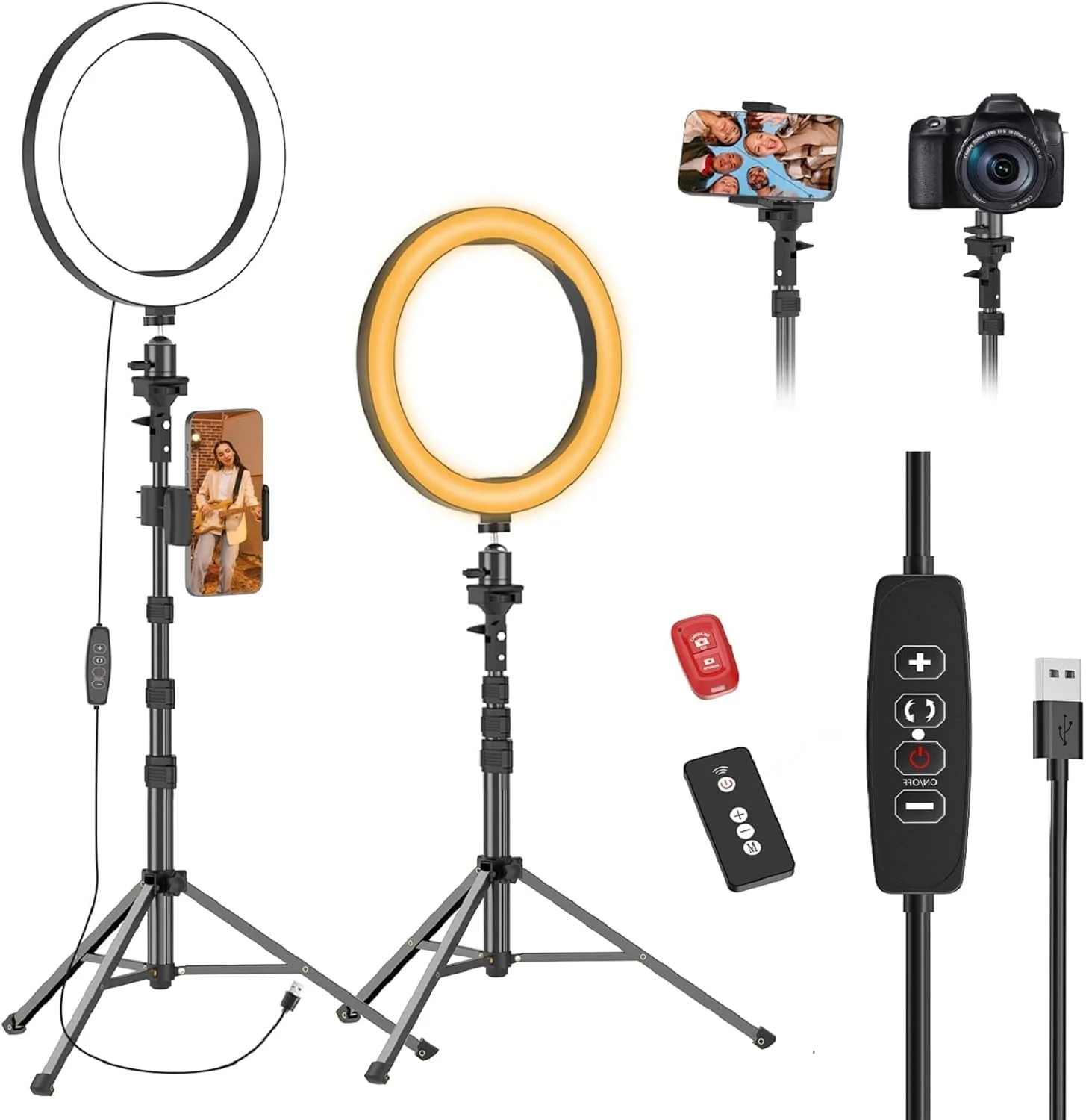 نور حلقه ای 10 اینچی EMART با پایه سه پایه 55 اینچی قابل ارتقا و نگهدارنده تلفن، نور گرد LED قابل تنظیم برای عکاسی سلفی/آرایش/ویدیو یوتیوب/ولاگ/پخش زنده