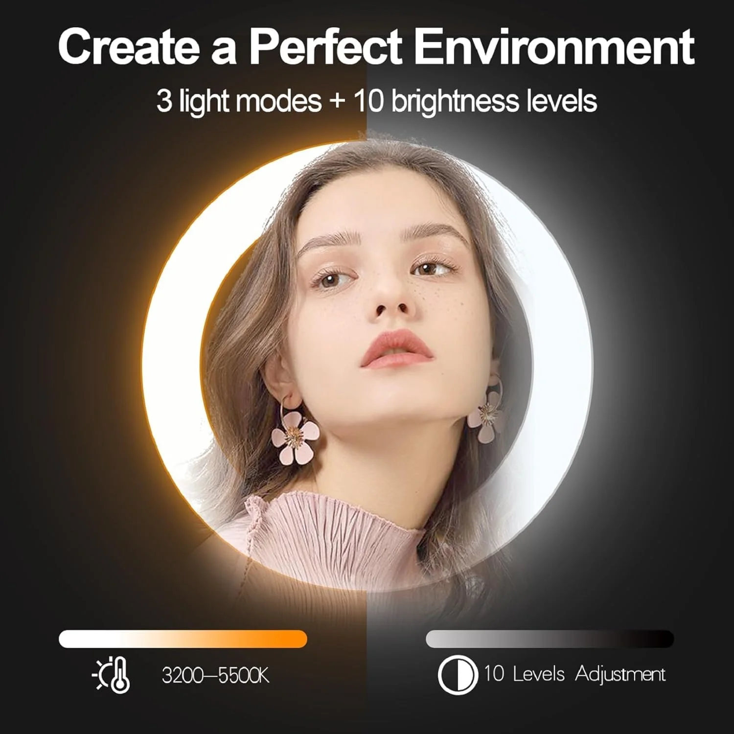 نور حلقه ای 10 اینچی EMART با پایه سه پایه 55 اینچی قابل ارتقا و نگهدارنده تلفن، نور گرد LED قابل تنظیم برای عکاسی سلفی/آرایش/ویدیو یوتیوب/ولاگ/پخش زنده نور حلقه ای 10 اینچی EMART با پایه سه پایه 55 اینچی قابل ارتقا و نگهدارنده تلفن، نور گرد LED قابل تنظیم برای عکاسی سلفی/آرایش/ویدیو یوتیوب/ولاگ/پخش زنده