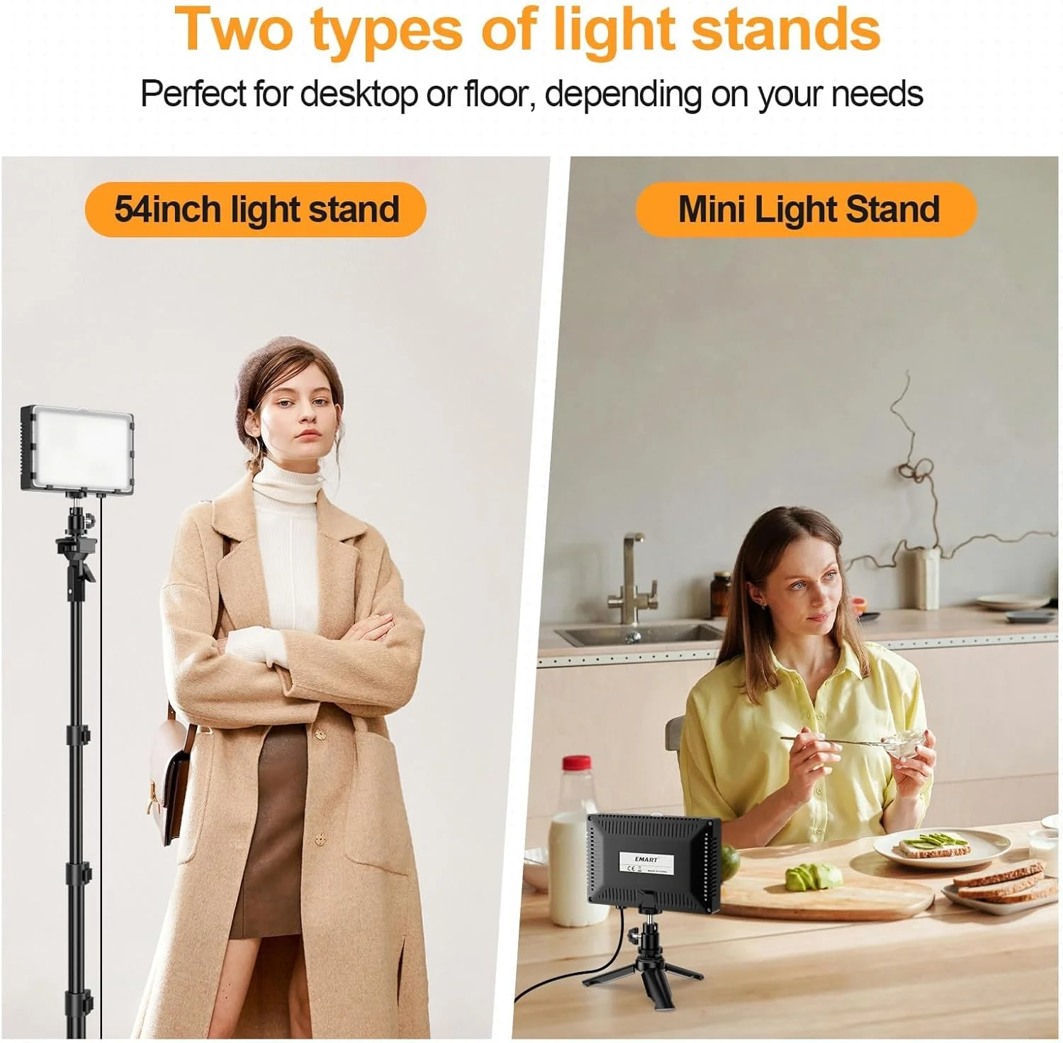 نورپردازی عکاسی EMART، نور پرکننده LED قابل تنظیم 5600k به همراه فیلتر رنگی و پایه قابل تنظیم 51 اینچی برای فیلمبرداری، ضبط ویدیو و استریم نورپردازی عکاسی EMART، نور پرکننده LED قابل تنظیم 5600k به همراه فیلتر رنگی و پایه قابل تنظیم 51 اینچی برای فیلمبرداری، ضبط ویدیو و استریم