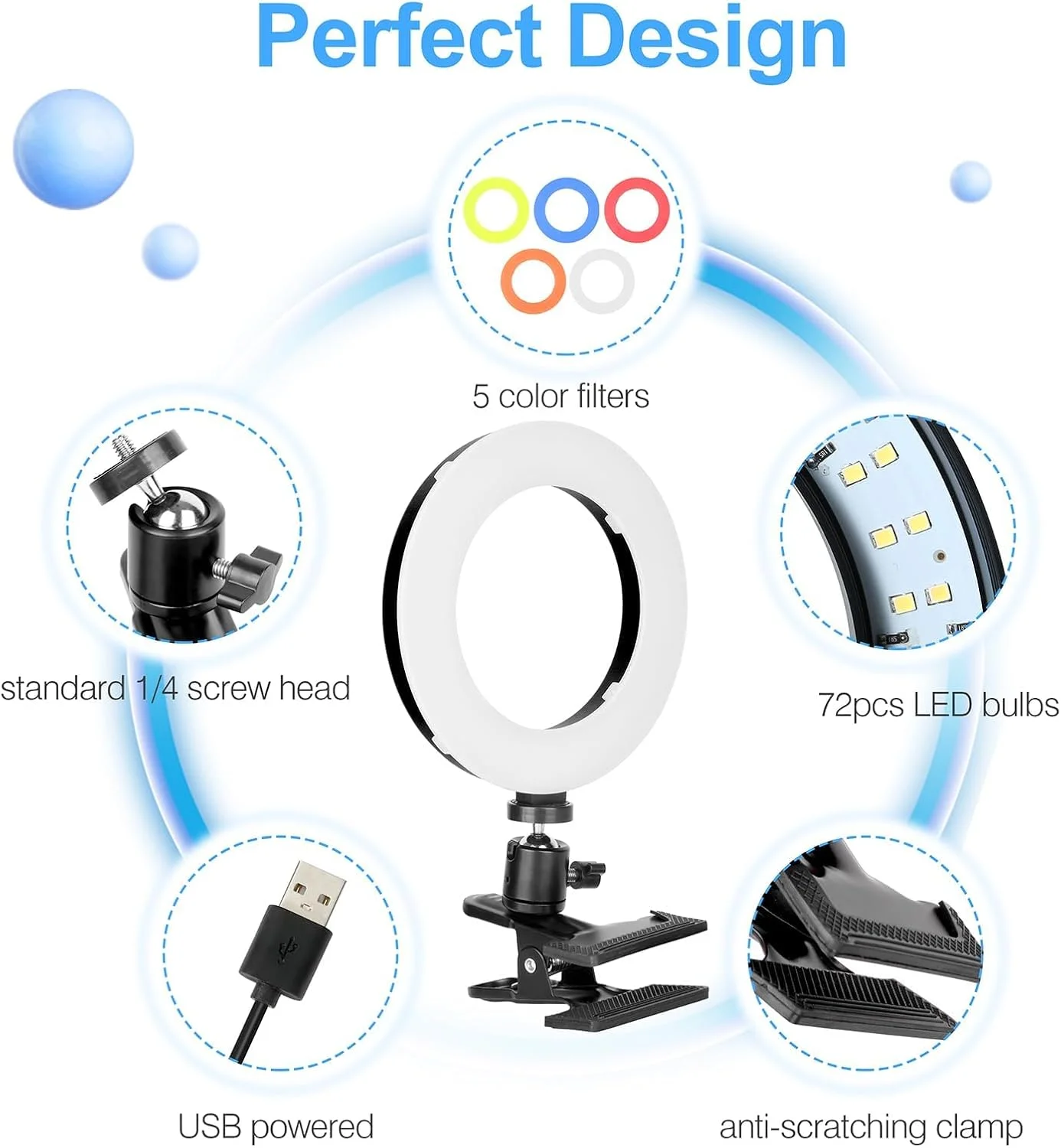 نور ویدئو کنفرانس EMART، چراغ حلقه ای گیره دار برای مانیتور کامپیوتر/لپ تاپ/تلفن با 5 فیلتر رنگی و 11 سطح روشنایی، برای پخش زنده، کار از راه دور، ضبط ویدئو، سلفی نور ویدئو کنفرانس EMART، چراغ حلقه ای گیره دار برای مانیتور کامپیوتر/لپ تاپ/تلفن با 5 فیلتر رنگی و 11 سطح روشنایی، برای پخش زنده، کار از راه دور، ضبط ویدئو، سلفی