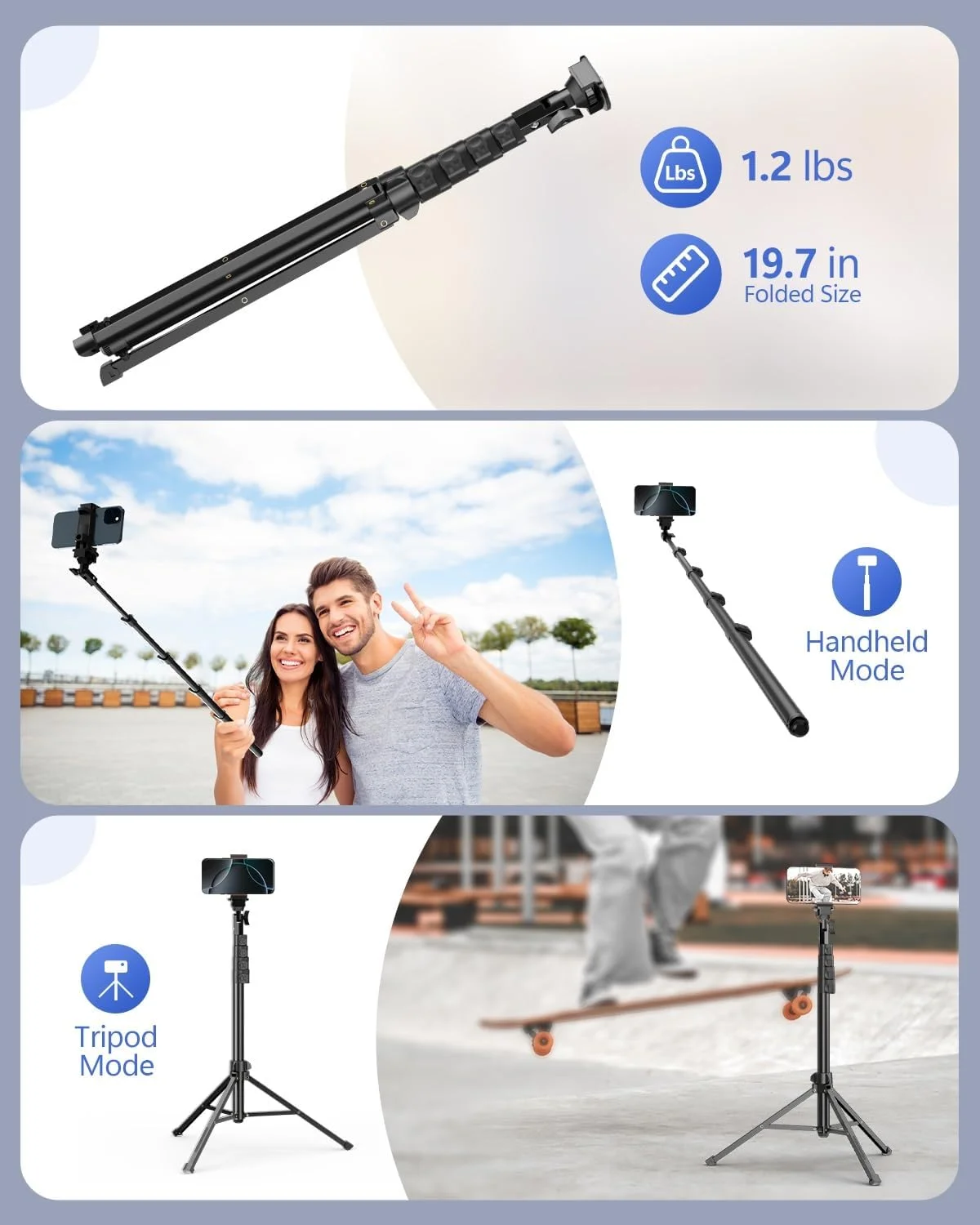 پایه نگهدارنده گوشی موبایل EMART 62 اینچی، سه پایه قابل تنظیم برای گوشی های آیفون و اندروید، مونوپاد سلفی قابل حمل و جمع و جور برای فیلمبرداری، نور حلقه دوربین پایه نگهدارنده گوشی موبایل EMART 62 اینچی، سه پایه قابل تنظیم برای گوشی های آیفون و اندروید، مونوپاد سلفی قابل حمل و جمع و جور برای فیلمبرداری، نور حلقه دوربین