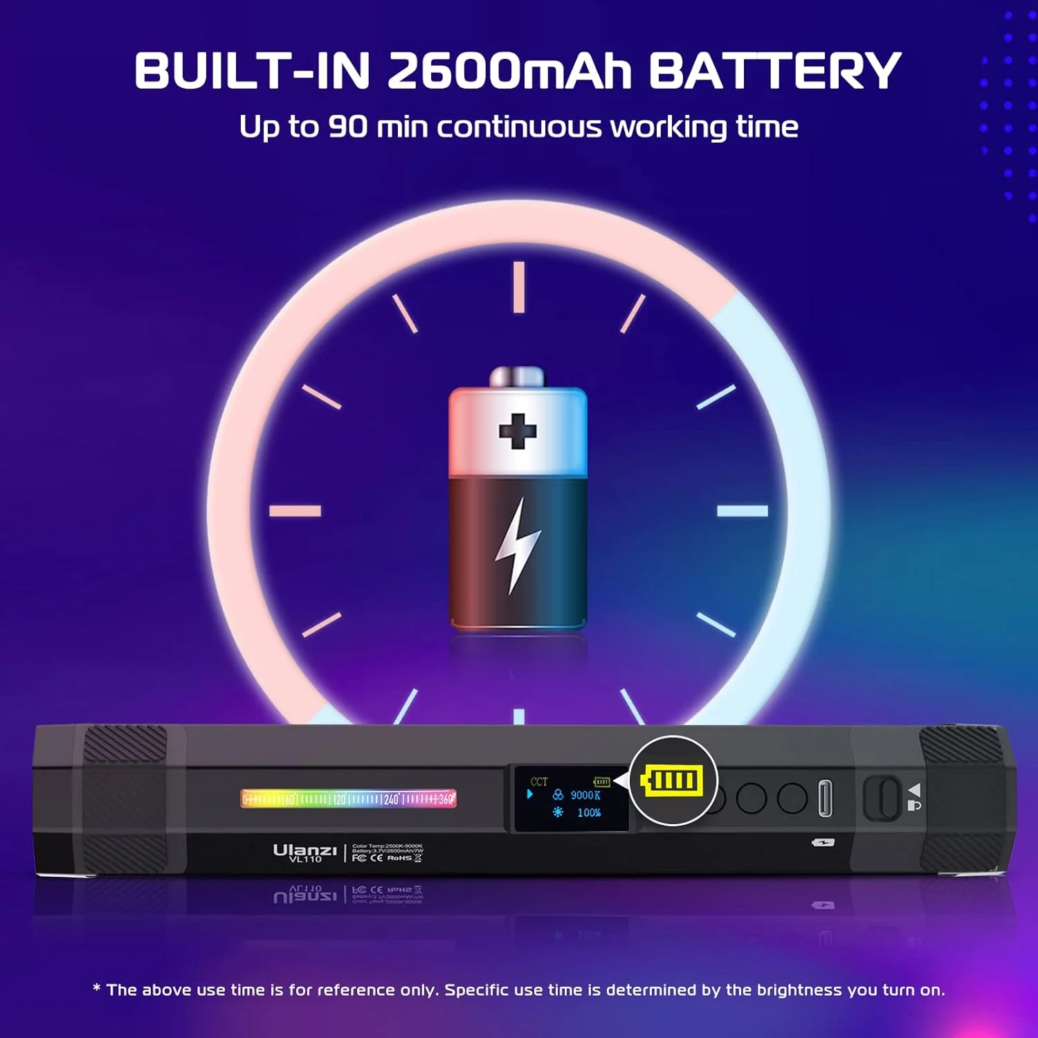 چراغ استیک RGB مدل ULANZI VL110، چراغ LED قابل حمل برای فیلمبرداری دوربین، دمای رنگی قابل تنظیم 2500-9000K، باتری 2600mAh، جذب مغناطیسی برای عکاسی، TikTok چراغ استیک RGB مدل ULANZI VL110، چراغ LED قابل حمل برای فیلمبرداری دوربین، دمای رنگی قابل تنظیم 2500-9000K، باتری 2600mAh، جذب مغناطیسی برای عکاسی، TikTok