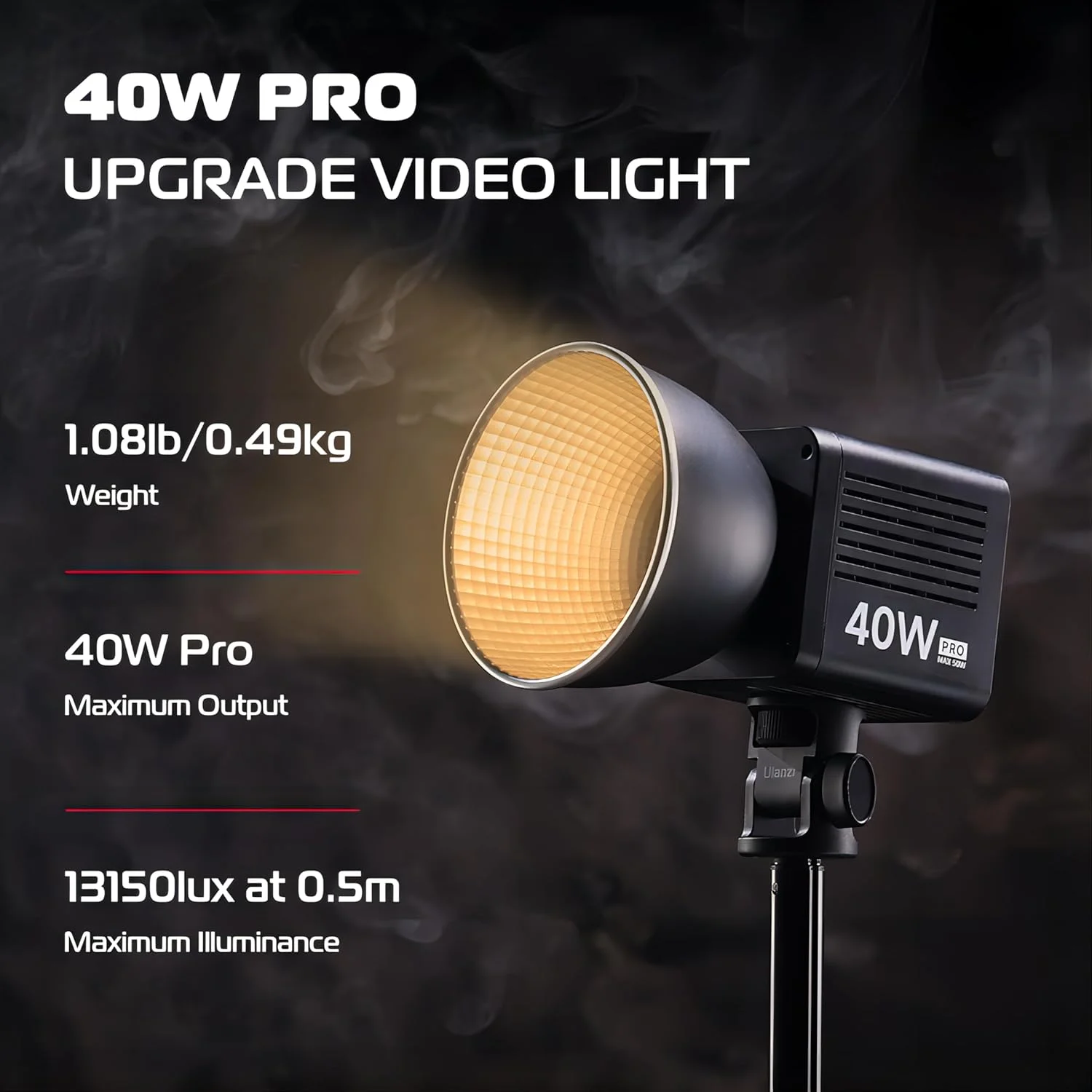 نور ویدئویی LED قابل حمل ULANZI 40W Pro با آداپتور برق DC، باتری داخلی 3400mAh، نور خروجی مداوم COB با دمای رنگی دوگانه فلزی، نورافکن دستی 2500K-6500K برای ویدئو نور ویدئویی LED قابل حمل ULANZI 40W Pro با آداپتور برق DC، باتری داخلی 3400mAh، نور خروجی مداوم COB با دمای رنگی دوگانه فلزی، نورافکن دستی 2500K-6500K برای ویدئو