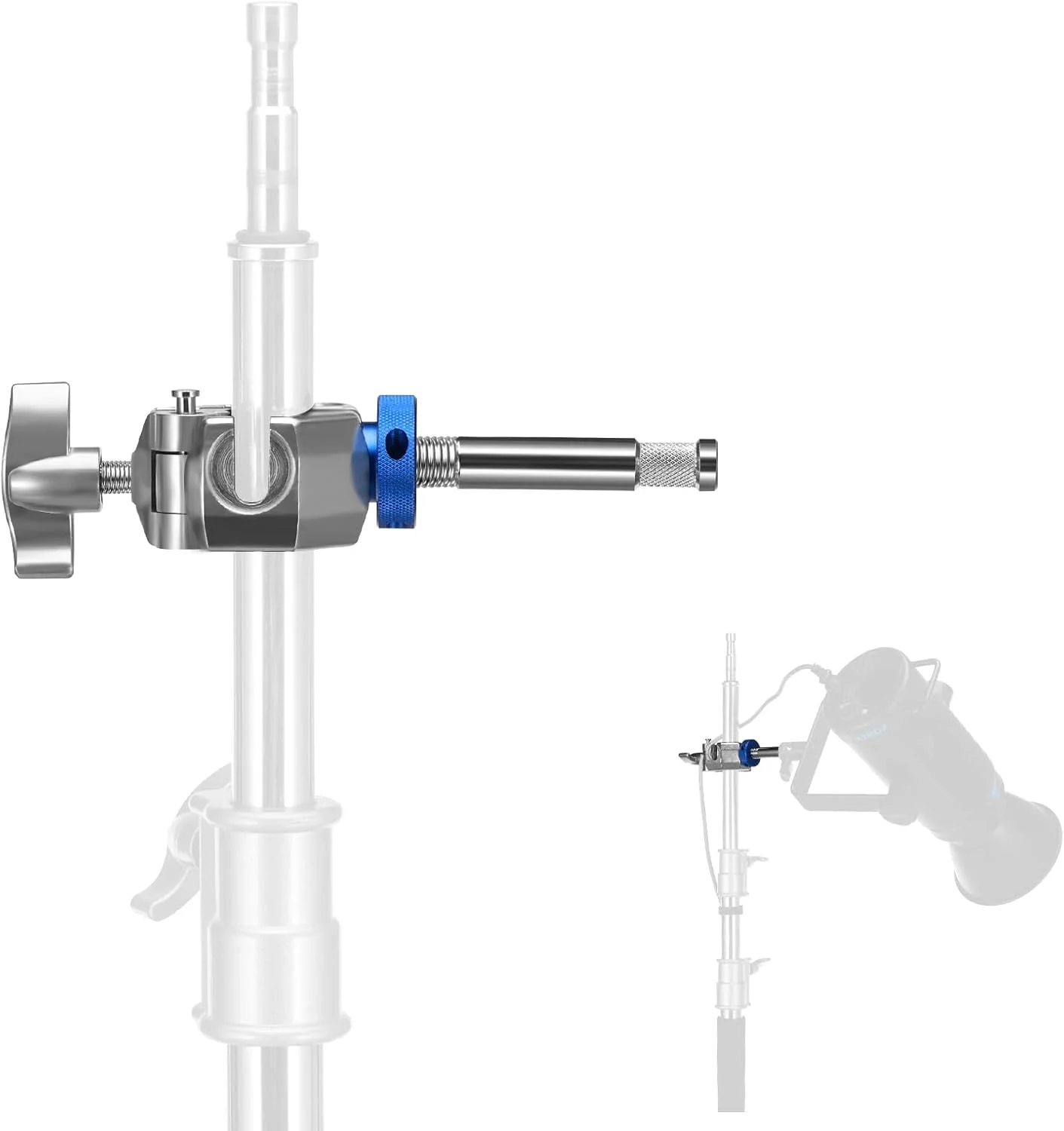 گیره سه طرفه NEEWER با پین بچه 5/8 اینچی 105 میلی‌متری برای پایه C با لوله 1 تا 1.4 اینچ/25 تا 35 میلی‌متر، بازوی بوم، بازوی گریپ، پایه نور عکاسی، استیل ضد زنگ برای فلاش نور ویدئویی LED، حداکثر بار 10 کیلوگرم، UA045
