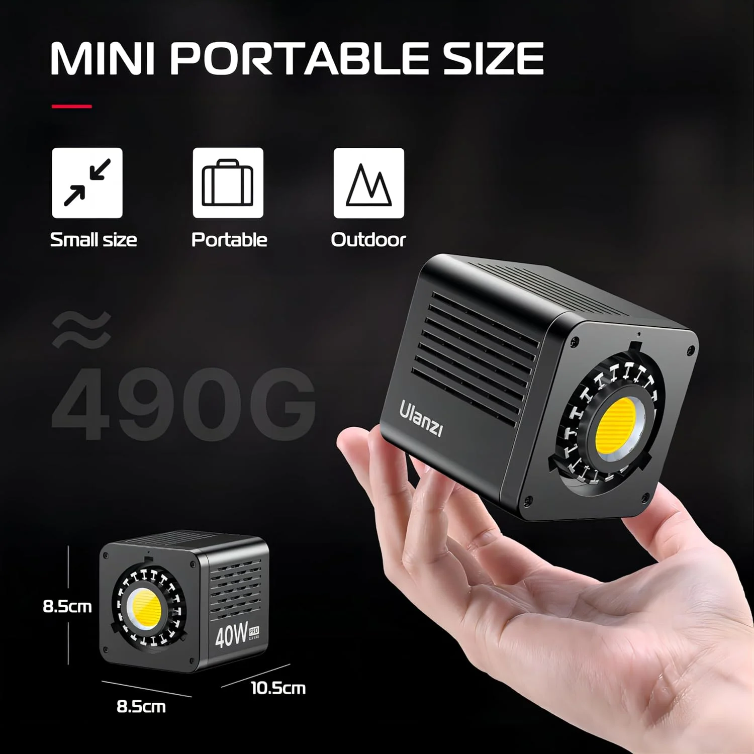 نور ویدئویی LED قابل حمل ULANZI 40W Pro با آداپتور برق DC، باتری داخلی 3400mAh، نور خروجی مداوم COB با دمای رنگی دوگانه فلزی، نورافکن دستی 2500K-6500K برای ویدئو نور ویدئویی LED قابل حمل ULANZI 40W Pro با آداپتور برق DC، باتری داخلی 3400mAh، نور خروجی مداوم COB با دمای رنگی دوگانه فلزی، نورافکن دستی 2500K-6500K برای ویدئو