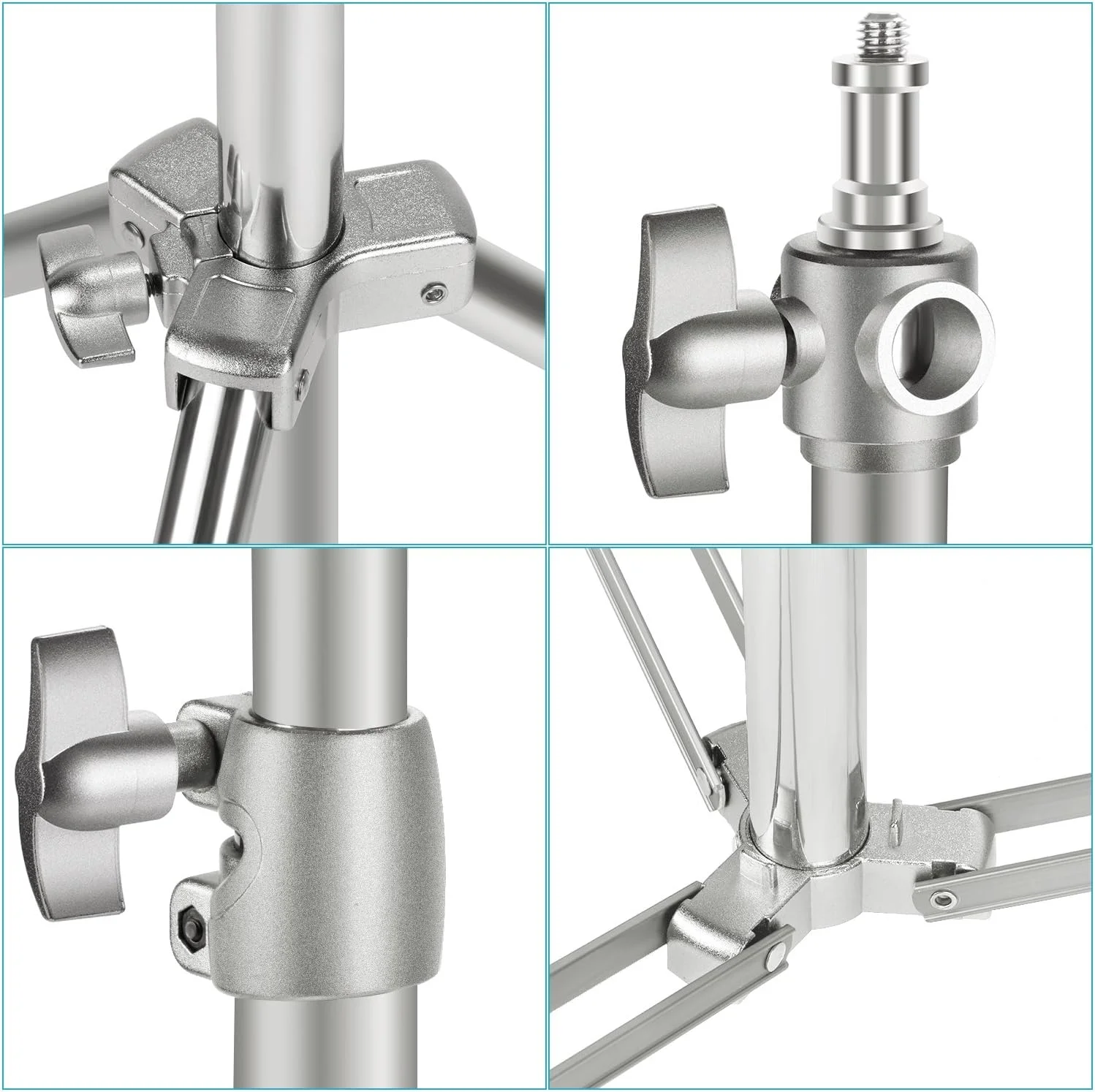 پایه نور استیل ضد زنگ نیور نقره ای، 220 سانتی متر تاشو و قابل حمل، پایه سنگین برای سافت باکس استودیویی، مونولایت و سایر تجهیزات عکاسی (بسته 2 عددی) پایه نور استیل ضد زنگ نیور نقره ای، 220 سانتی متر تاشو و قابل حمل، پایه سنگین برای سافت باکس استودیویی، مونولایت و سایر تجهیزات عکاسی (بسته 2 عددی)