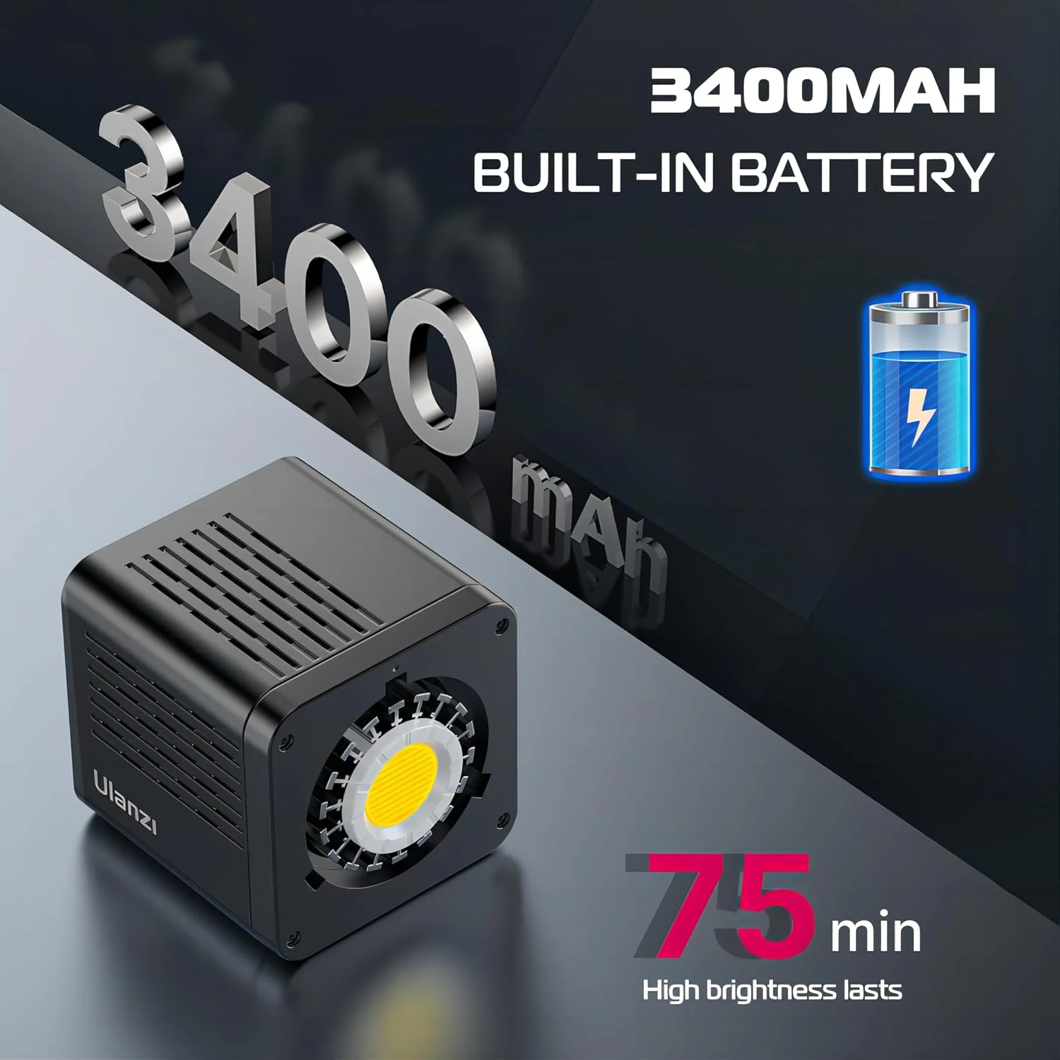 نور ویدئویی LED قابل حمل ULANZI 40W Pro با آداپتور برق DC، باتری داخلی 3400mAh، نور خروجی مداوم COB با دمای رنگی دوگانه فلزی، نورافکن دستی 2500K-6500K برای ویدئو نور ویدئویی LED قابل حمل ULANZI 40W Pro با آداپتور برق DC، باتری داخلی 3400mAh، نور خروجی مداوم COB با دمای رنگی دوگانه فلزی، نورافکن دستی 2500K-6500K برای ویدئو