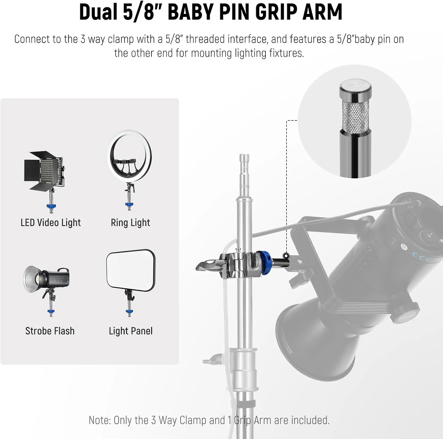 گیره سه طرفه NEEWER با پین بچه 5/8 اینچی 105 میلیمتری برای پایه C با لوله 1 تا 1.4 اینچ/25 تا 35 میلیمتر، بازوی بوم، بازوی گریپ، پایه نور عکاسی، استیل ضد زنگ برای فلاش نور ویدئویی LED، حداکثر بار 10 کیلوگرم، UA045 گیره سه طرفه NEEWER با پین بچه 5/8 اینچی 105 میلیمتری برای پایه C با لوله 1 تا 1.4 اینچ/25 تا 35 میلیمتر، بازوی بوم، بازوی گریپ، پایه نور عکاسی، استیل ضد زنگ برای فلاش نور ویدئویی LED، حداکثر بار 10 کیلوگرم، UA045