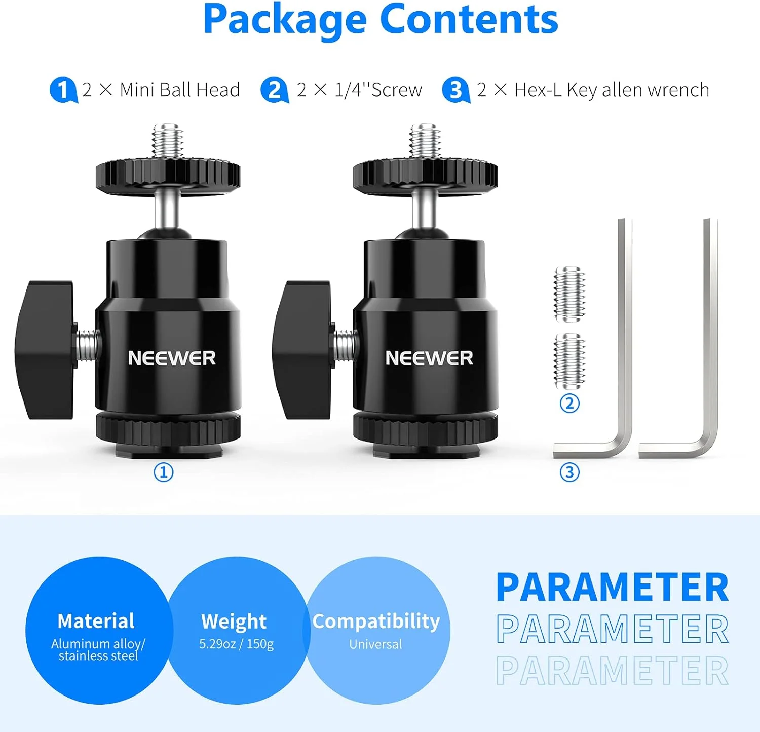 Neewer پایه کفشک فلاش دوربین 1/4 اینچی با پیچ اضافی 1/4 اینچی 2 عددی، آداپتور پایه کفشک فلاش سر توپی کوچک برای دوربین ها، دوربین های فیلمبرداری، تلفن هوشمند، نور ویدئو، میکروفون، رینگ لایت - ST17 Neewer پایه کفشک فلاش دوربین 1/4 اینچی با پیچ اضافی 1/4 اینچی 2 عددی، آداپتور پایه کفشک فلاش سر توپی کوچک برای دوربین ها، دوربین های فیلمبرداری، تلفن هوشمند، نور ویدئو، میکروفون، رینگ لایت - ST17