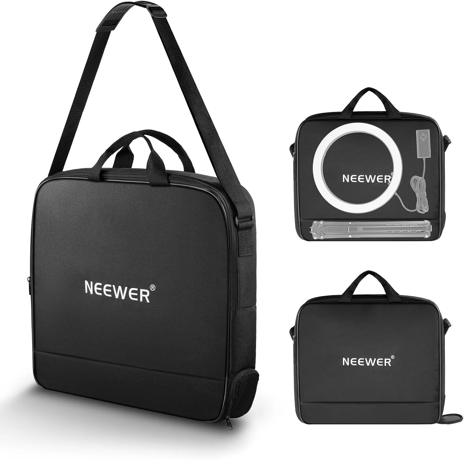 کیف حمل رینگ لایت Neewer با کیف نگهداری جداگانه، قابل گسترش برای سه پایه نور تاشو، کیف محافظ نایلونی سبک وزن برای رینگ لایت با پایه