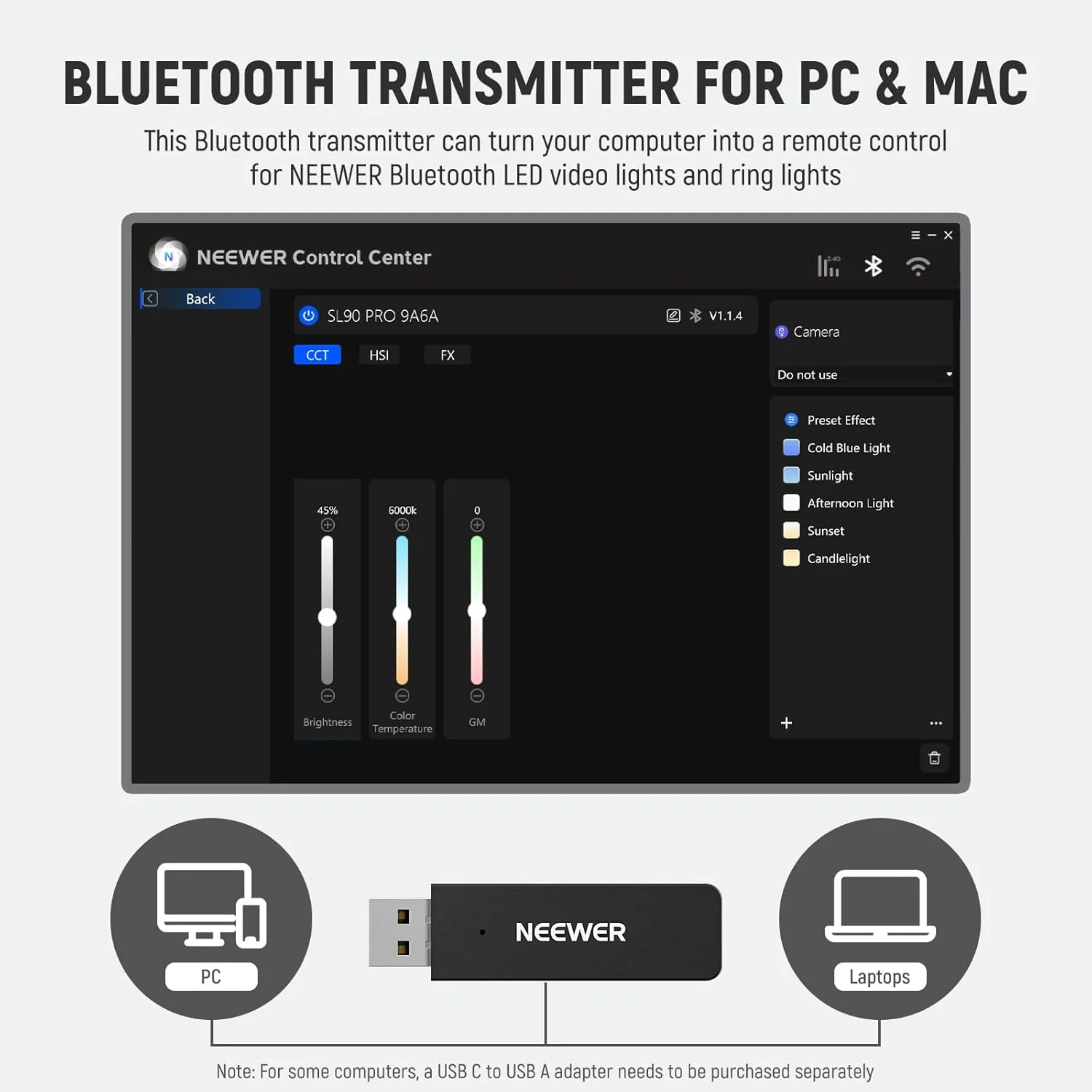 فرستنده بلوتوث USB NEEWER برای PC و Mac، دانگل USB NW-BT کنترل از راه دور برای مرکز کنترل NEEWER، چراغهای ویدئویی LED بلوتوث و چراغهای حلقهای، سازگار با Windows و MacOS فرستنده بلوتوث USB NEEWER برای PC و Mac، دانگل USB NW-BT کنترل از راه دور برای مرکز کنترل NEEWER، چراغهای ویدئویی LED بلوتوث و چراغهای حلقهای، سازگار با Windows و MacOS