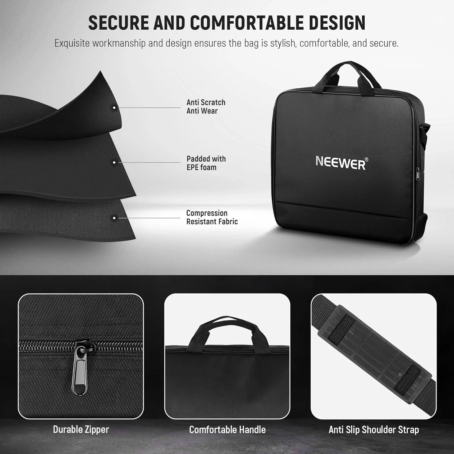 کیف حمل رینگ لایت Neewer با کیف نگهداری جداگانه، قابل گسترش برای سه پایه نور تاشو، کیف محافظ نایلونی سبک وزن برای رینگ لایت با پایه کیف حمل رینگ لایت Neewer با کیف نگهداری جداگانه، قابل گسترش برای سه پایه نور تاشو، کیف محافظ نایلونی سبک وزن برای رینگ لایت با پایه