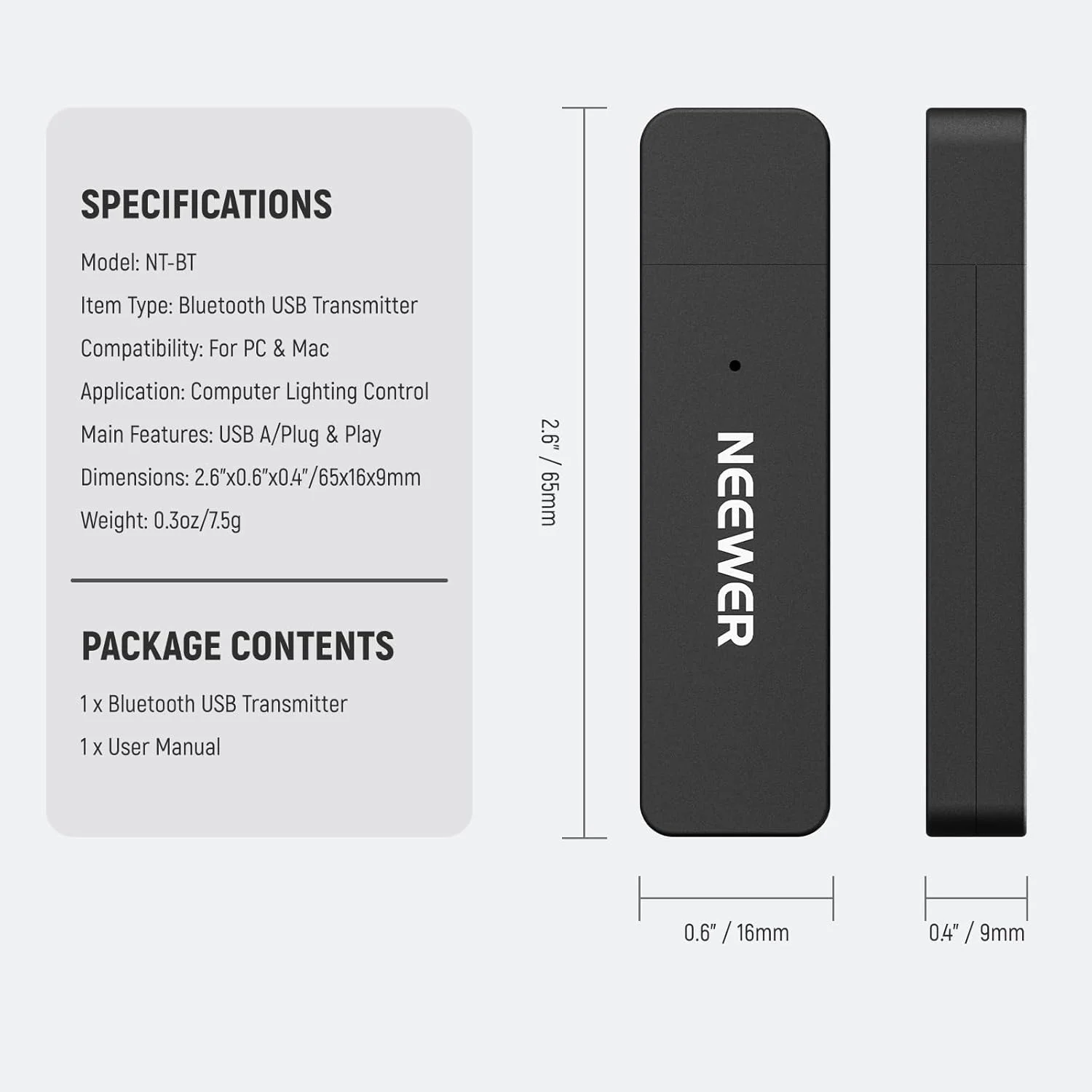 فرستنده بلوتوث USB NEEWER برای PC و Mac، دانگل USB NW-BT کنترل از راه دور برای مرکز کنترل NEEWER، چراغهای ویدئویی LED بلوتوث و چراغهای حلقهای، سازگار با Windows و MacOS فرستنده بلوتوث USB NEEWER برای PC و Mac، دانگل USB NW-BT کنترل از راه دور برای مرکز کنترل NEEWER، چراغهای ویدئویی LED بلوتوث و چراغهای حلقهای، سازگار با Windows و MacOS