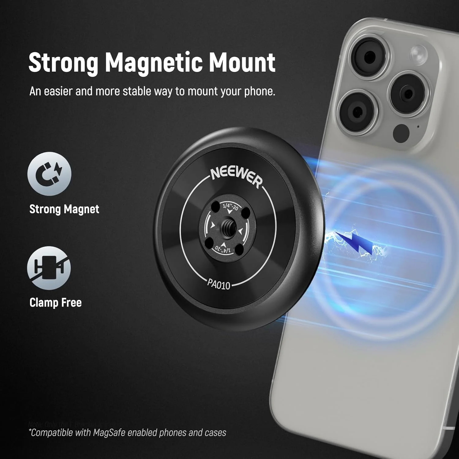 آداپتور پایه نگهدارنده مغناطیسی گوشی موبایل NEEWER با حلقه مغناطیسی خود چسب، سازگار با MagSafe آیفون 15 پرو مکس 15 پلاس 14 13 12، رزوه 1/4 اینچی برای فیلم، حلقه نور میله سلفی، PA010 آداپتور پایه نگهدارنده مغناطیسی گوشی موبایل NEEWER با حلقه مغناطیسی خود چسب، سازگار با MagSafe آیفون 15 پرو مکس 15 پلاس 14 13 12، رزوه 1/4 اینچی برای فیلم، حلقه نور میله سلفی، PA010