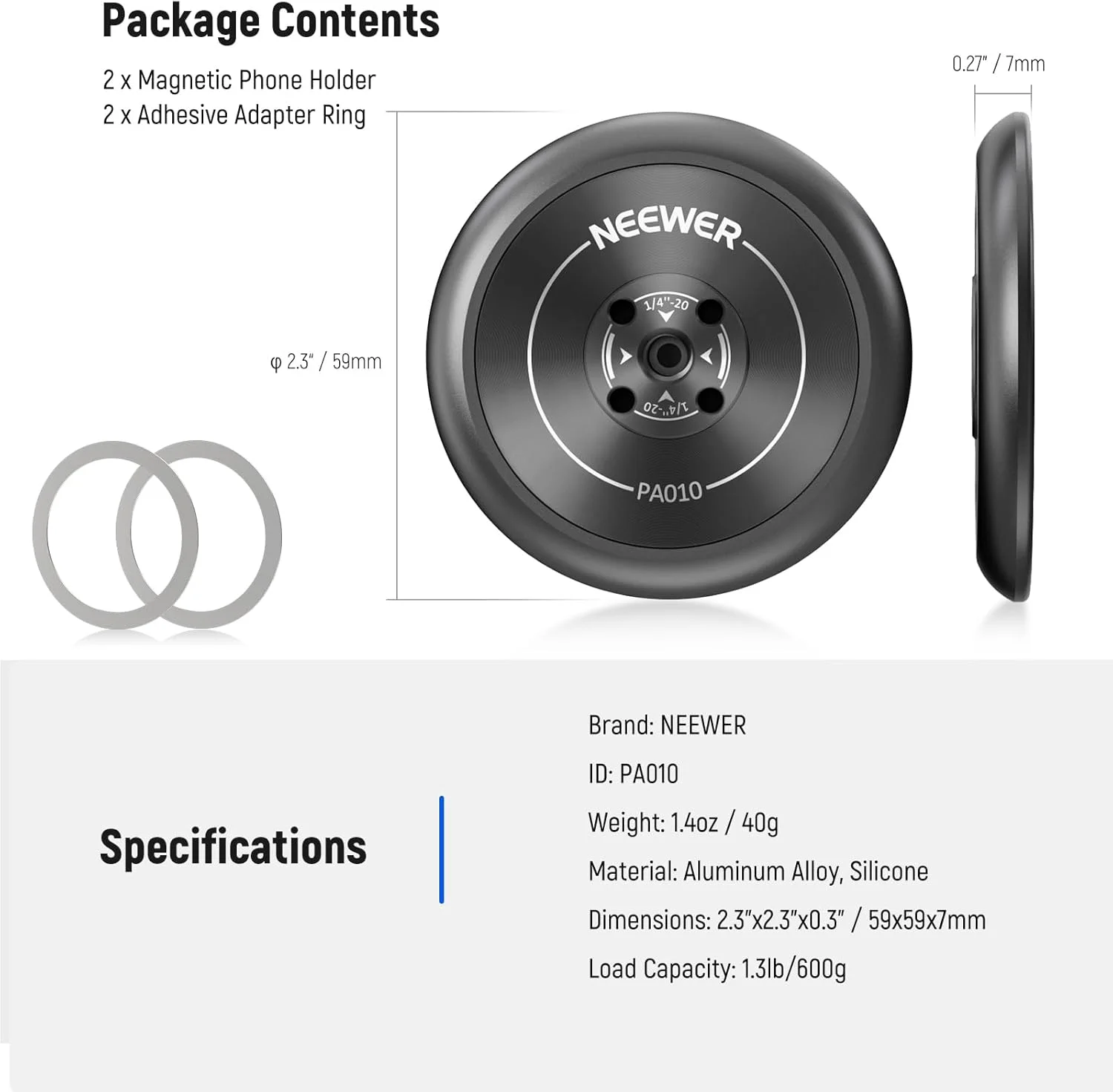 آداپتور مغناطیسی تلفن NEEWER برای سه پایه و استیکر حلقه مغناطیسی، بسته 2 عددی، سازگار با MagSafe iPhone 16 iPhone 15 Pro Max14 13 12، رزوه 1/4 اینچی برای حلقه نور استیک سلفی، PA010 آداپتور مغناطیسی تلفن NEEWER برای سه پایه و استیکر حلقه مغناطیسی، بسته 2 عددی، سازگار با MagSafe iPhone 16 iPhone 15 Pro Max14 13 12، رزوه 1/4 اینچی برای حلقه نور استیک سلفی، PA010