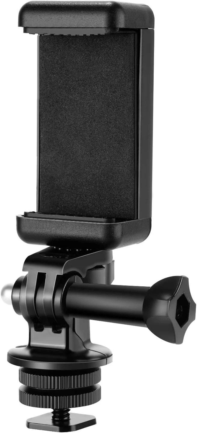 کیت نگهدارنده گوشی/آداپتور مانت کفشک دار Neewer سازگار با دوربین اکشن GoPro Hero 9 8 7 6 5، DJI OSMO Action، iPhone 12/11 Pro Max/X/XR، Samsung، اتصال به دوربین DSLR یا رینگ لایت