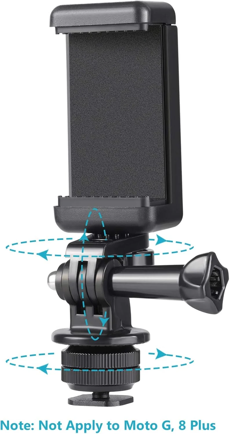 کیت نگهدارنده گوشی/آداپتور مانت کفشک دار Neewer سازگار با دوربین اکشن GoPro Hero 9 8 7 6 5، DJI OSMO Action، iPhone 12/11 Pro Max/X/XR، Samsung، اتصال به دوربین DSLR یا رینگ لایت