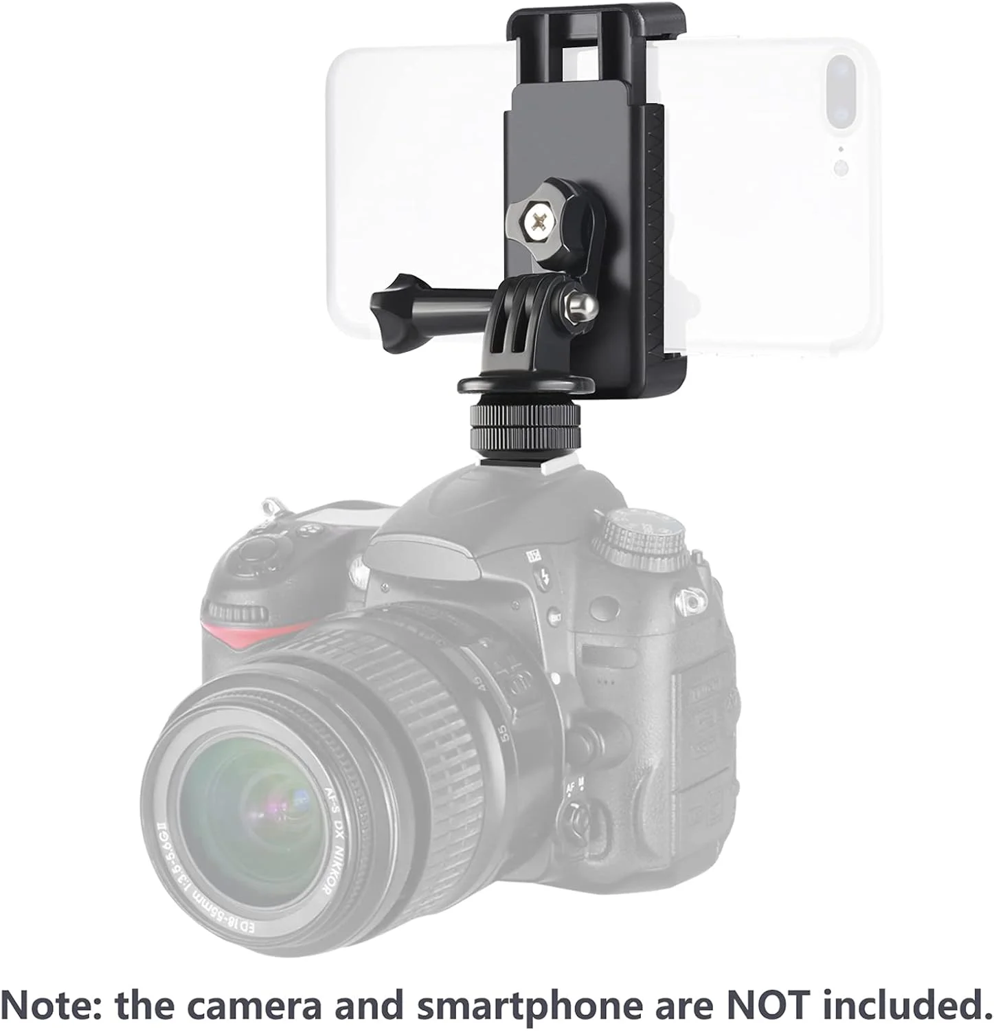کیت نگهدارنده گوشی/آداپتور مانت کفشک دار Neewer سازگار با دوربین اکشن GoPro Hero 9 8 7 6 5، DJI OSMO Action، iPhone 12/11 Pro Max/X/XR، Samsung، اتصال به دوربین DSLR یا رینگ لایت