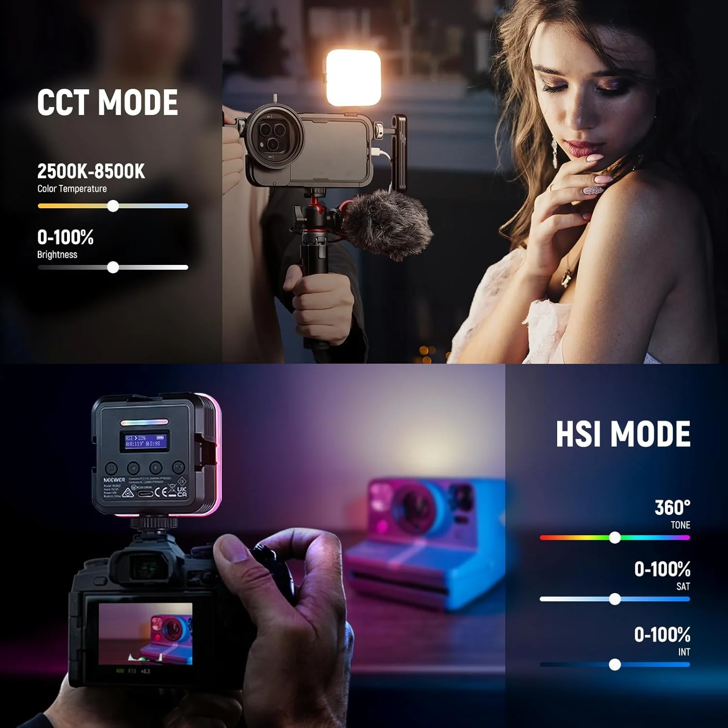 نور ویدئویی RGB مغناطیسی دوربین NEEWER، نور کامل رنگی RGB61 با زاویه 360 درجه CRI97+ 2500-8500K 2000mAh، پنل LED کوچک قابل حمل برای عکاسی و فیلمبرداری، دارای 3 کفشک سرد، 20 صحنه و پارچه تمیز کننده نور ویدئویی RGB مغناطیسی دوربین NEEWER، نور کامل رنگی RGB61 با زاویه 360 درجه CRI97+ 2500-8500K 2000mAh، پنل LED کوچک قابل حمل برای عکاسی و فیلمبرداری، دارای 3 کفشک سرد، 20 صحنه و پارچه تمیز کننده