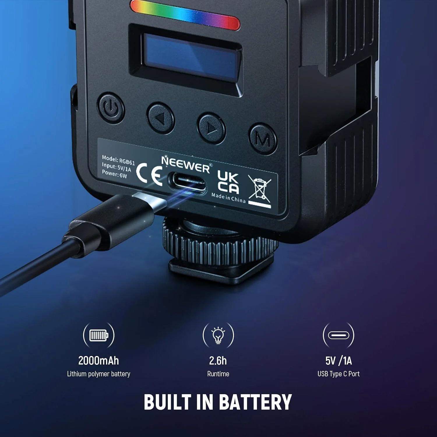 نور ویدئویی RGB مغناطیسی دوربین NEEWER، نور کامل رنگی RGB61 با زاویه 360 درجه CRI97+ 2500-8500K 2000mAh، پنل LED کوچک قابل حمل برای عکاسی و فیلمبرداری، دارای 3 کفشک سرد، 20 صحنه و پارچه تمیز کننده نور ویدئویی RGB مغناطیسی دوربین NEEWER، نور کامل رنگی RGB61 با زاویه 360 درجه CRI97+ 2500-8500K 2000mAh، پنل LED کوچک قابل حمل برای عکاسی و فیلمبرداری، دارای 3 کفشک سرد، 20 صحنه و پارچه تمیز کننده